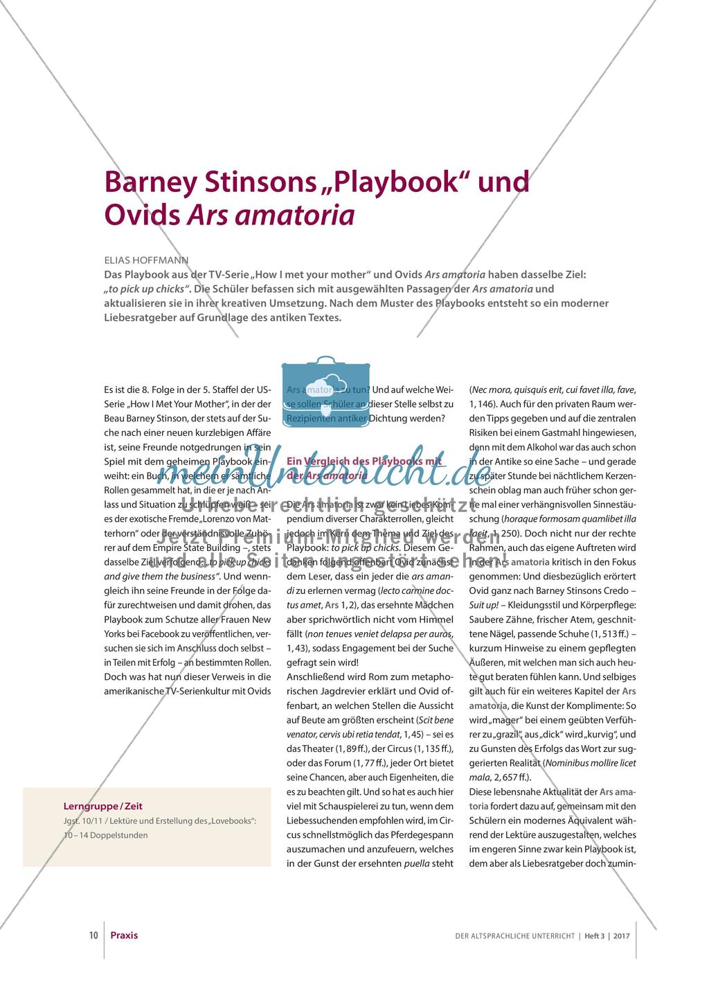 Barney Stinsons „Playbook“ und Ovids Ars amatoria Preview 1