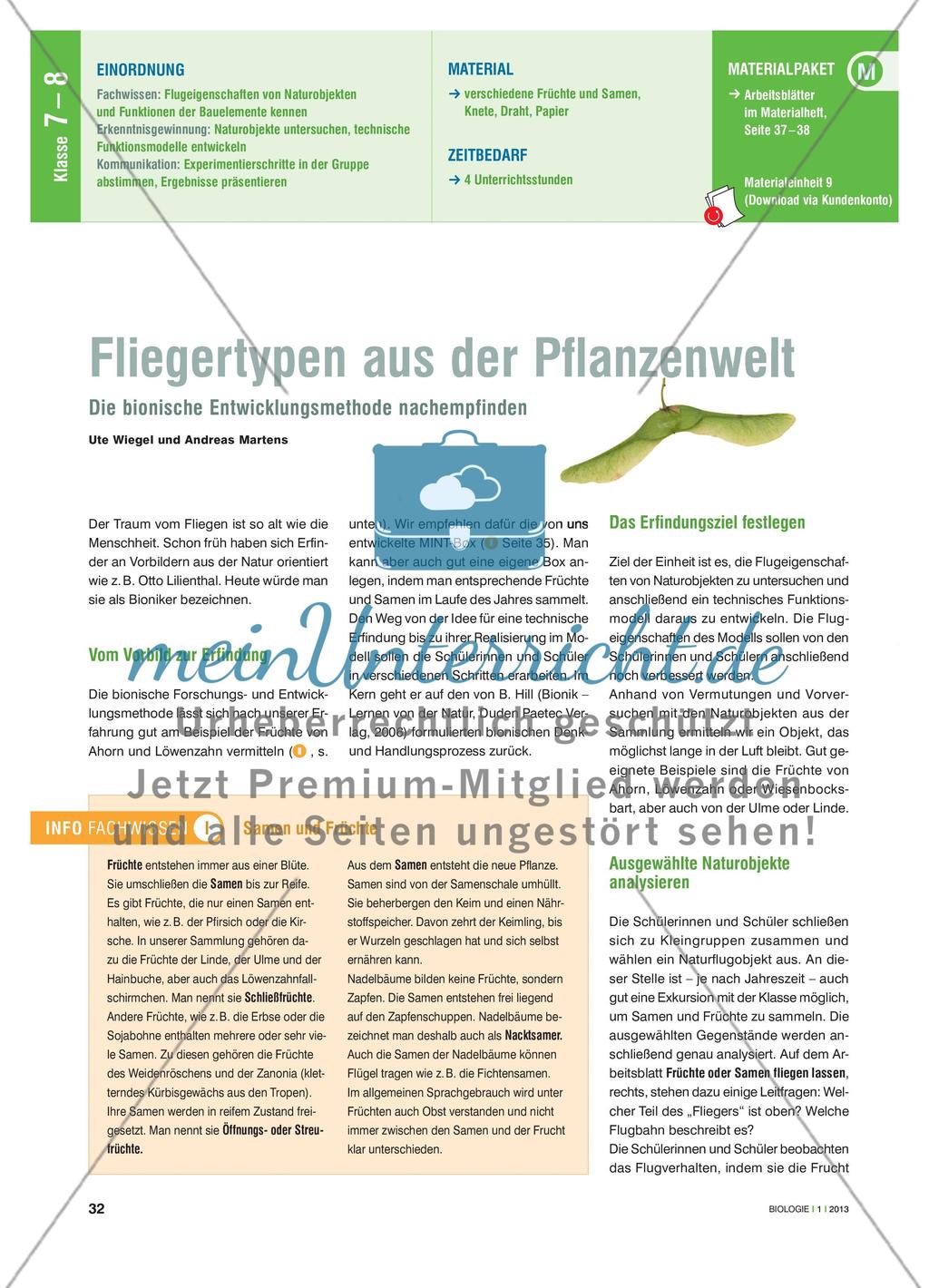 Fliegertypen aus der Pflanzenwelt - Die bionische Entwicklungsmethode nachempfinden Preview 1