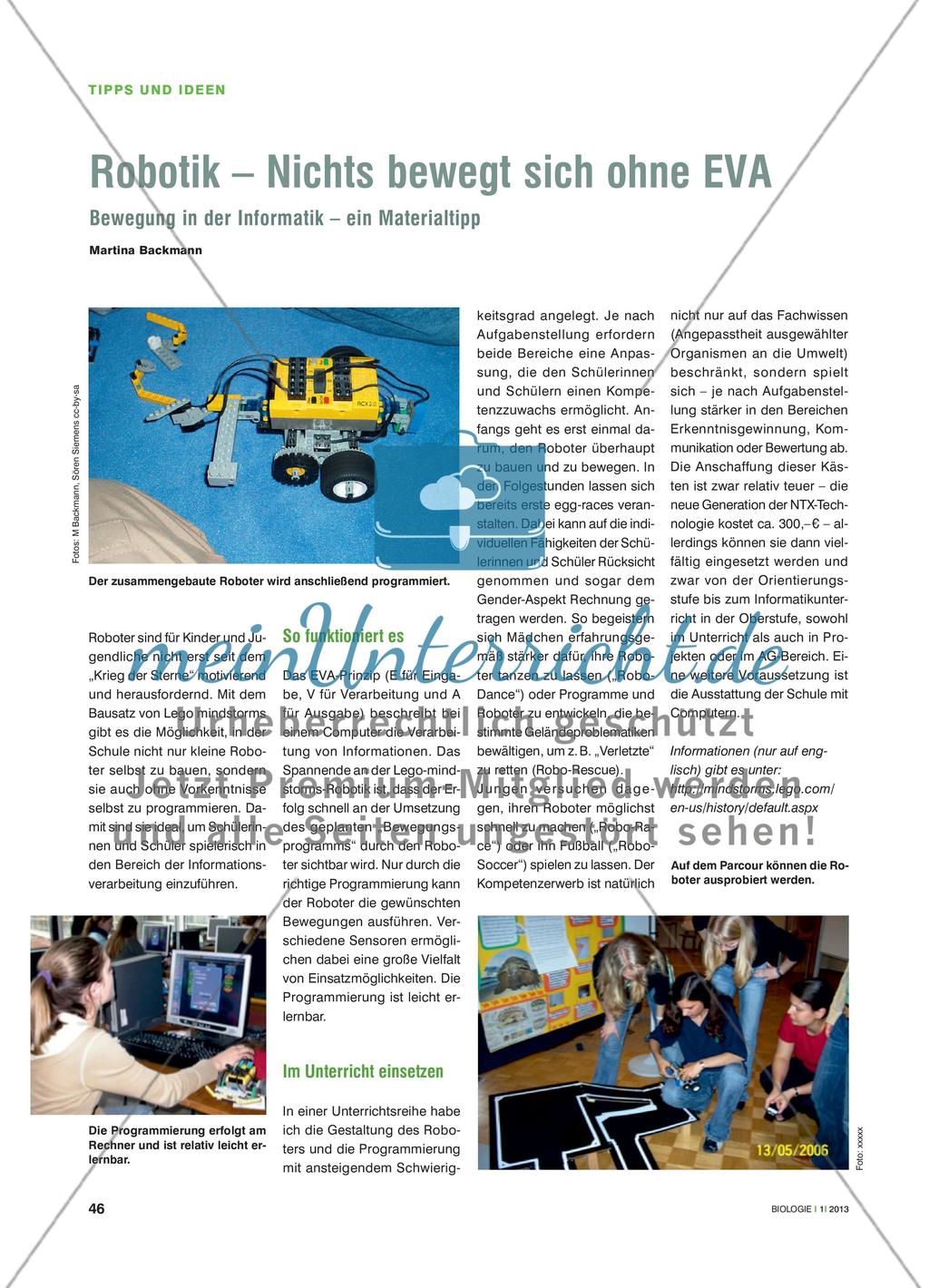 Robotik – Nichts bewegt sich ohne EVA: Bewegung in der Informatik – ein Materialtipp Preview 1