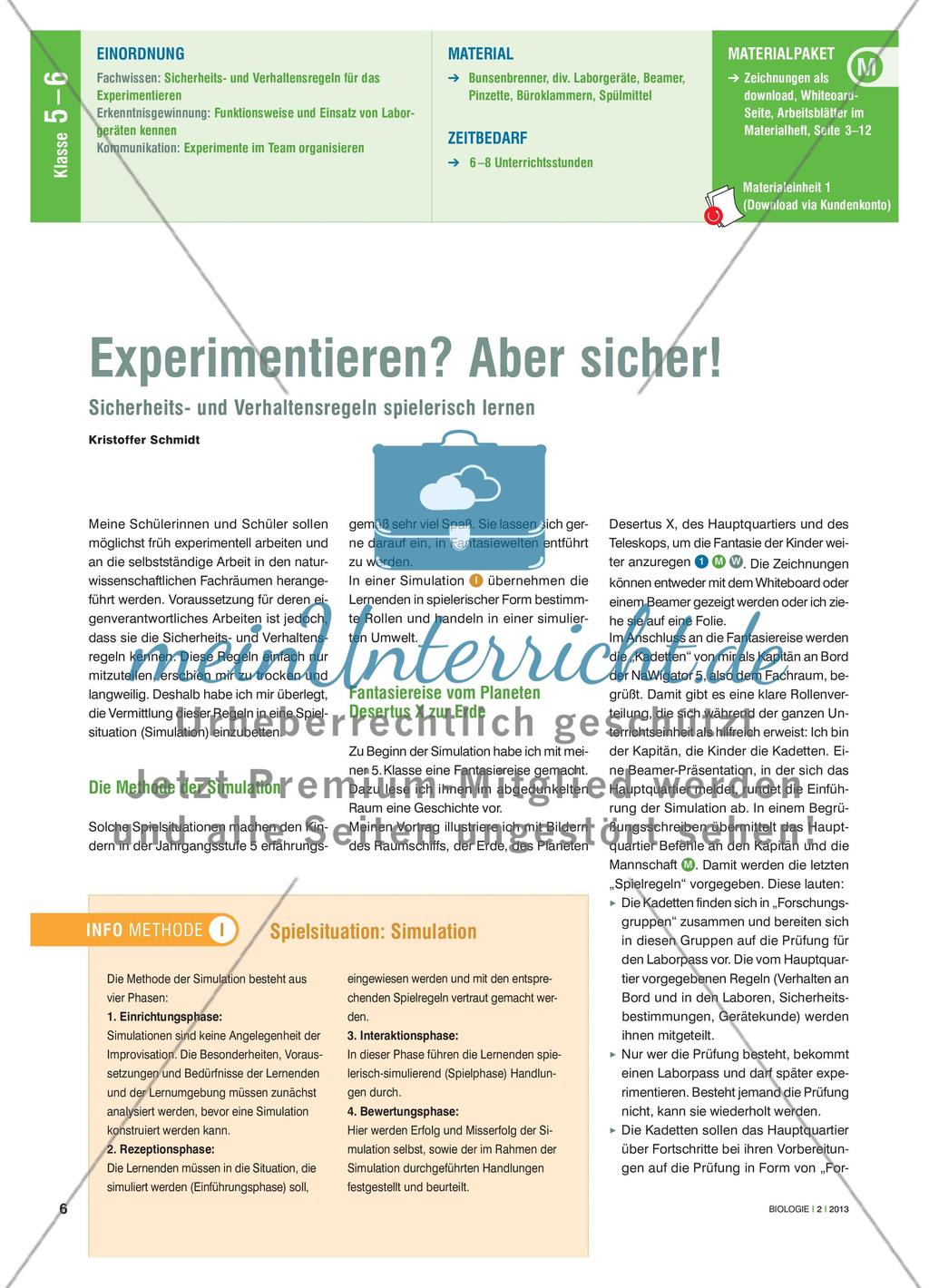 Experimentieren? Aber sicher! - Sicherheits - und Verhaltensregeln spielerisch lernen Preview 1
