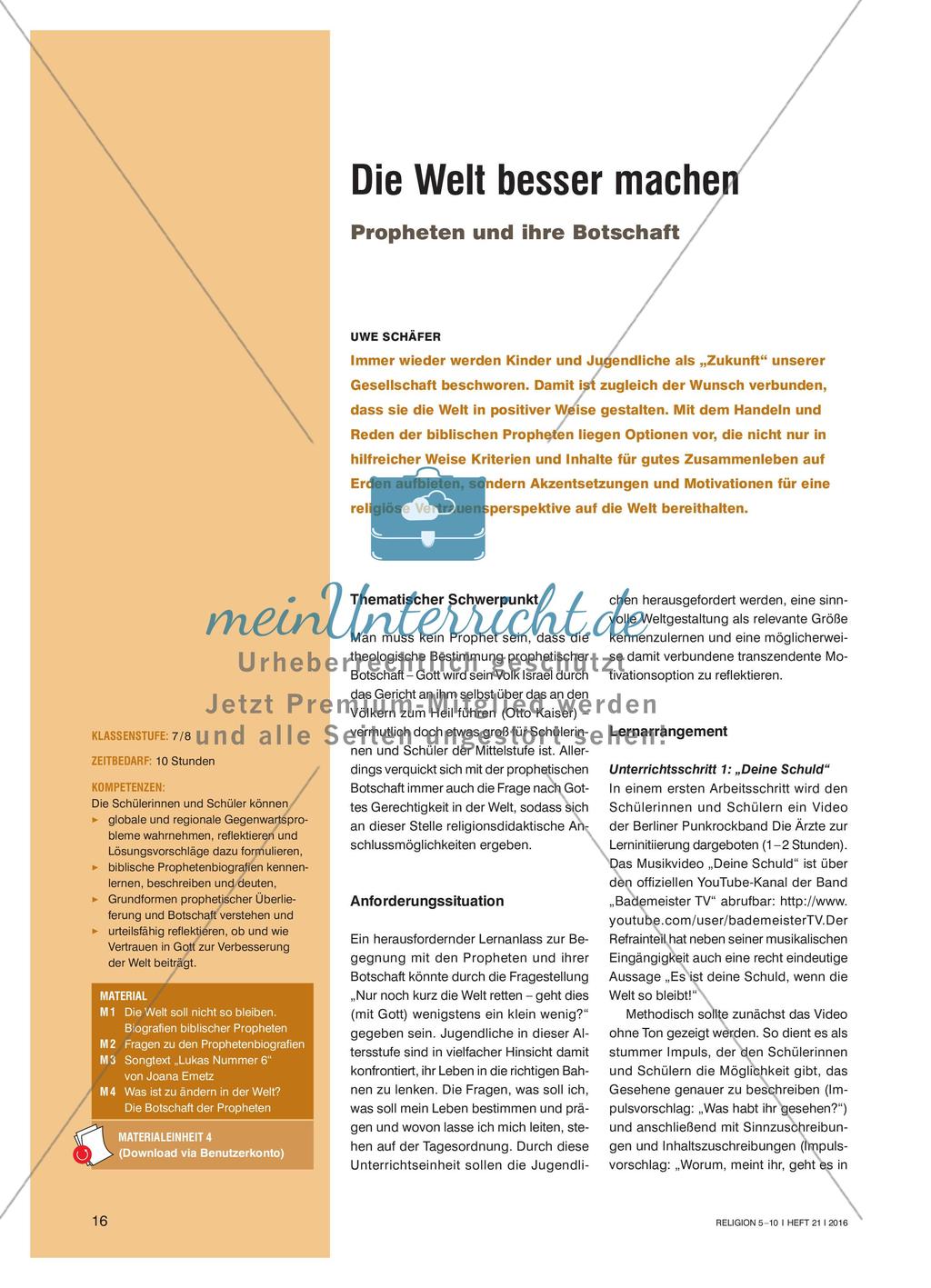 Die Welt besser machen - Propheten und ihre Botschaft Preview 1