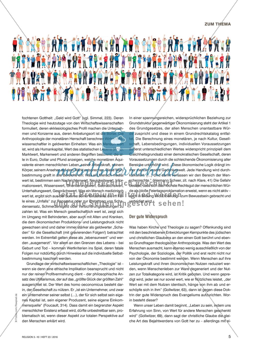 Was bin ich wert? - Eine herausfordernde Frage für Gesellschaft, Kirche und Unterricht Preview 2