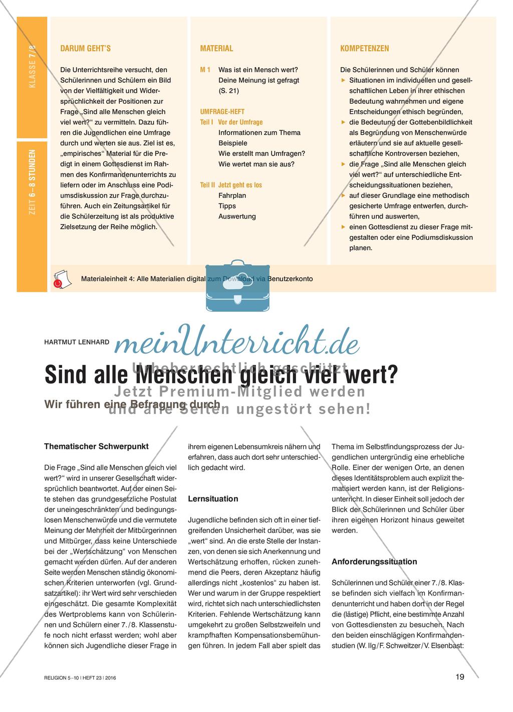 Sind alle Menschen gleich viel wert? - Wir führen eine Befragung durch Preview 1