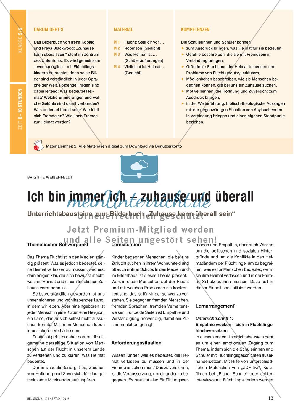 Ich bin immer ich – zuhause und überall: Unterrichtsbausteine zum Bilderbuch „Zuhause kann überall sein“ Preview 1