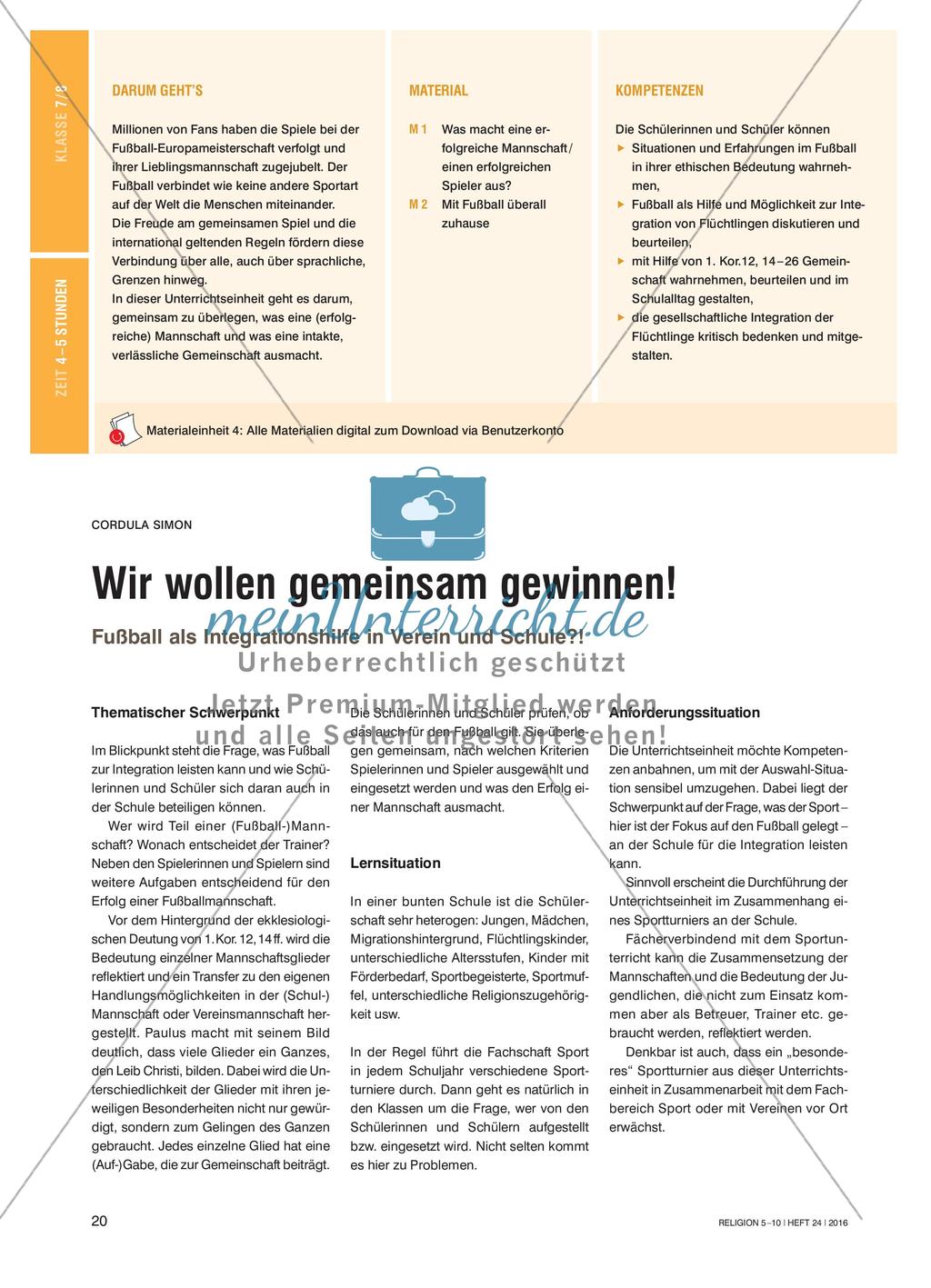 Wir wollen gemeinsam gewinnen! - Fußball als Integrationshilfe in Verein und Schule?! Preview 1