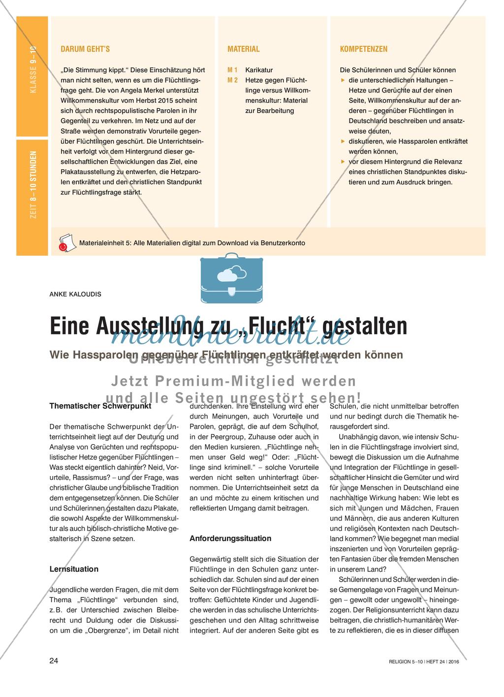Eine Ausstellung zu „Flucht“ gestalten - Wie Hassparolen gegenüber Flüchtlingen entkräftet werden können Preview 1
