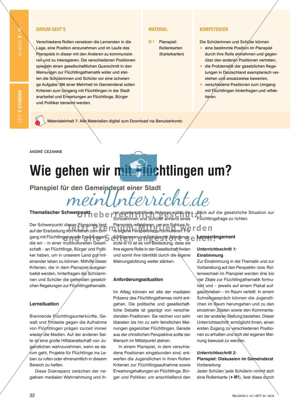 Wie gehen wir mit Flüchtlingen um? - Planspiel für den Gemeinderat einer Stadt Preview 1