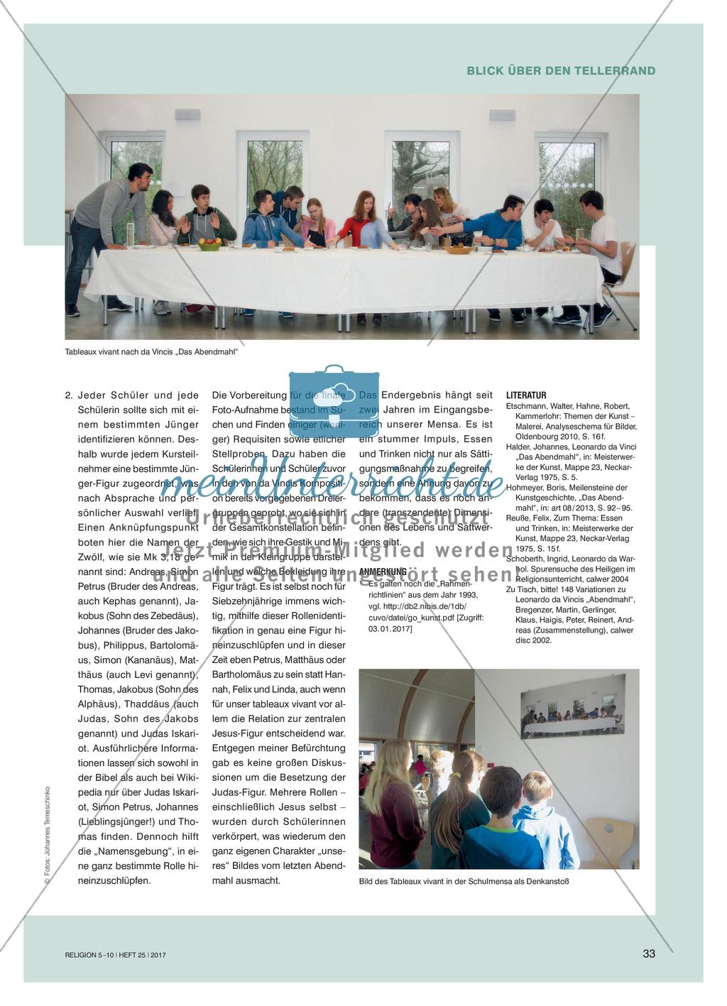 Da Vincis Abendmahl im Kunstunterricht: Ein tableaux vivant als Denkanstoß in der Mensa Preview 2