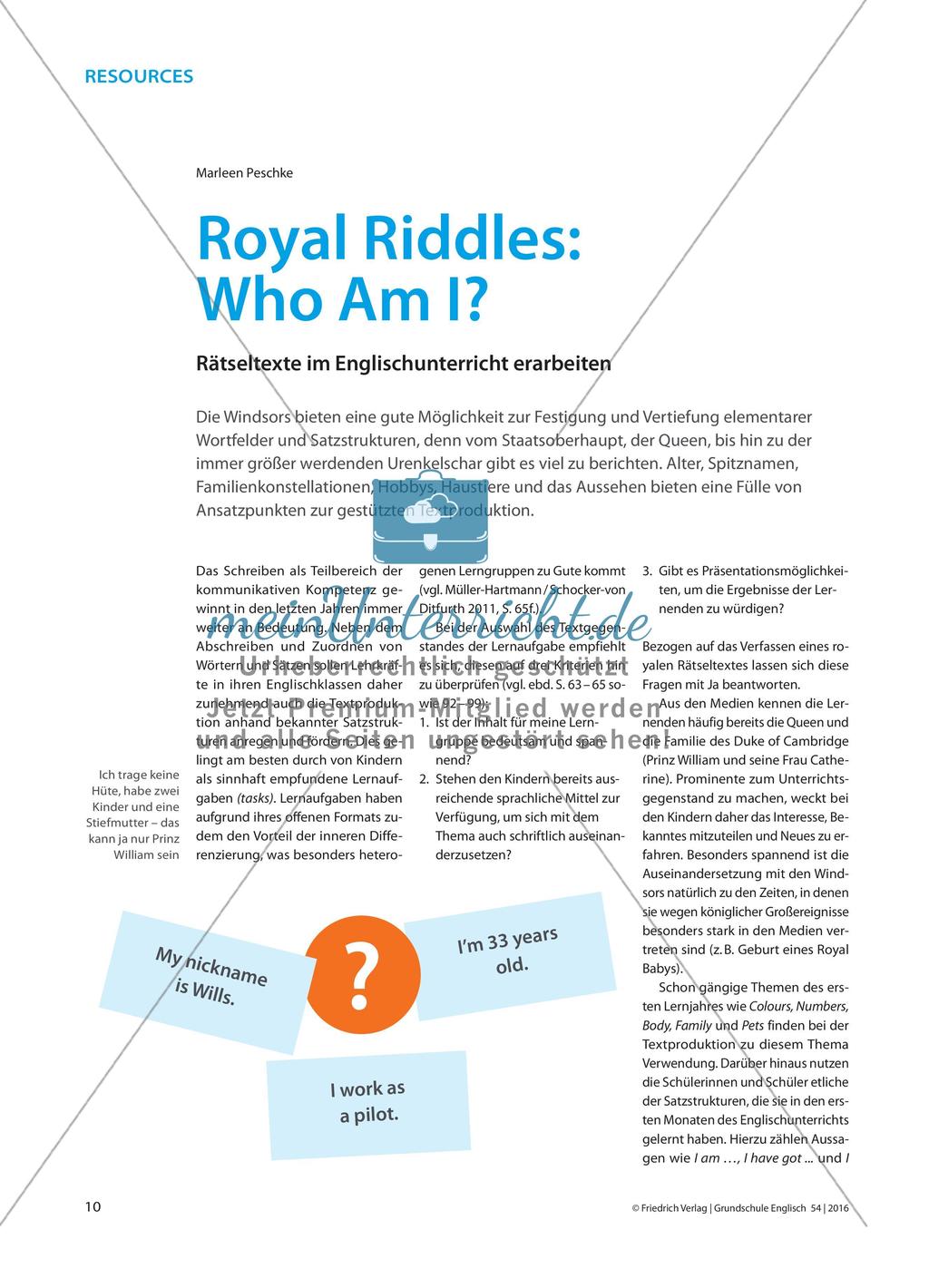 Royal Riddles: Who Am I? - Rätseltexte im Englischunterricht erarbeiten Preview 1