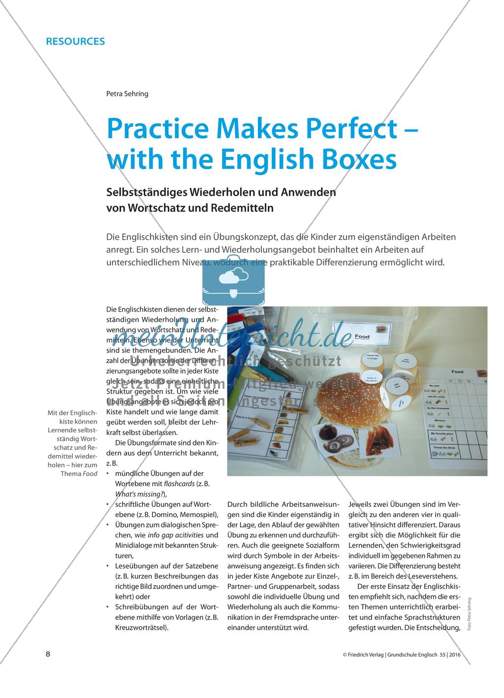 Practice Makes Perfect – with the English Boxes: Selbstständiges Wiederholen und Anwenden von Wortschatz und Redemitteln Preview 1