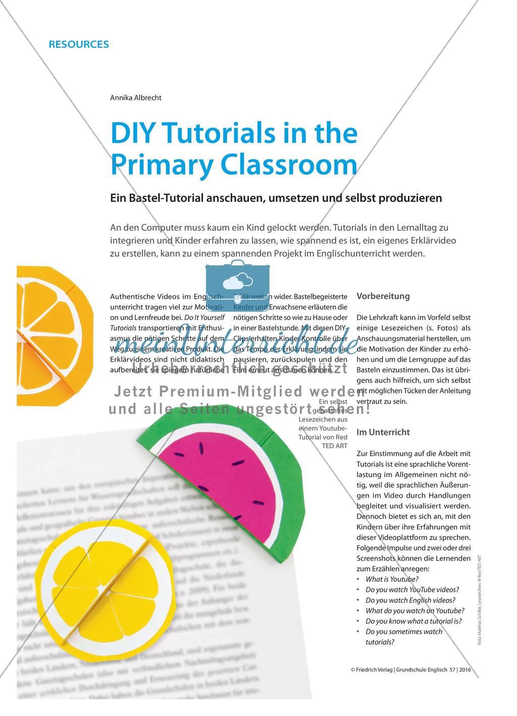 DIY Tutorials in the Primary Classroom - Ein Bastel-Tutorial anschauen, umsetzen und selbst produzieren Preview 1