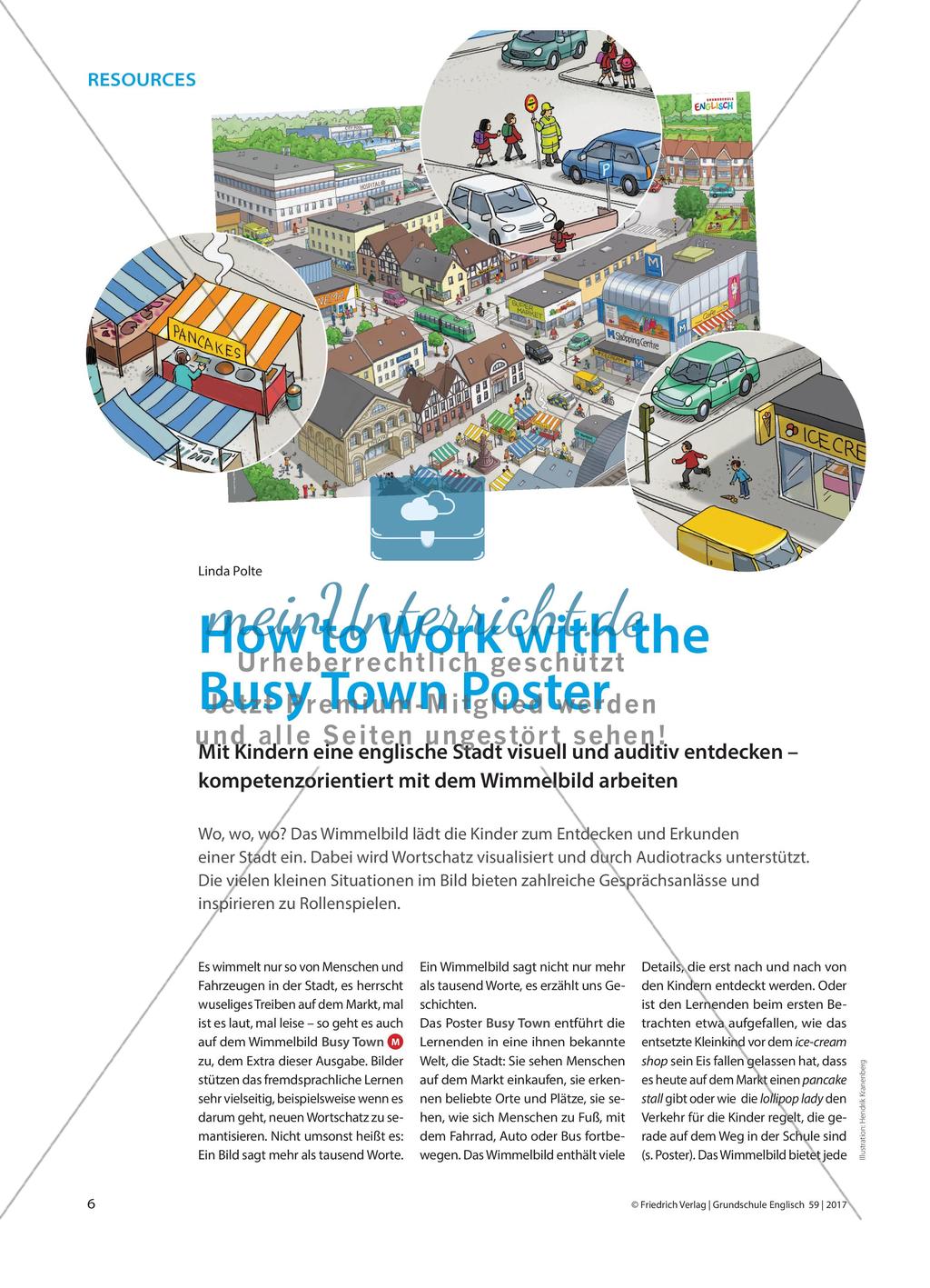 How to Work with the Busy Town Poster - Mit Kindern eine englische Stadt visuell und auditiv entdecken – kompetenzorientiert mit dem Wimmelbild arbeiten Preview 1