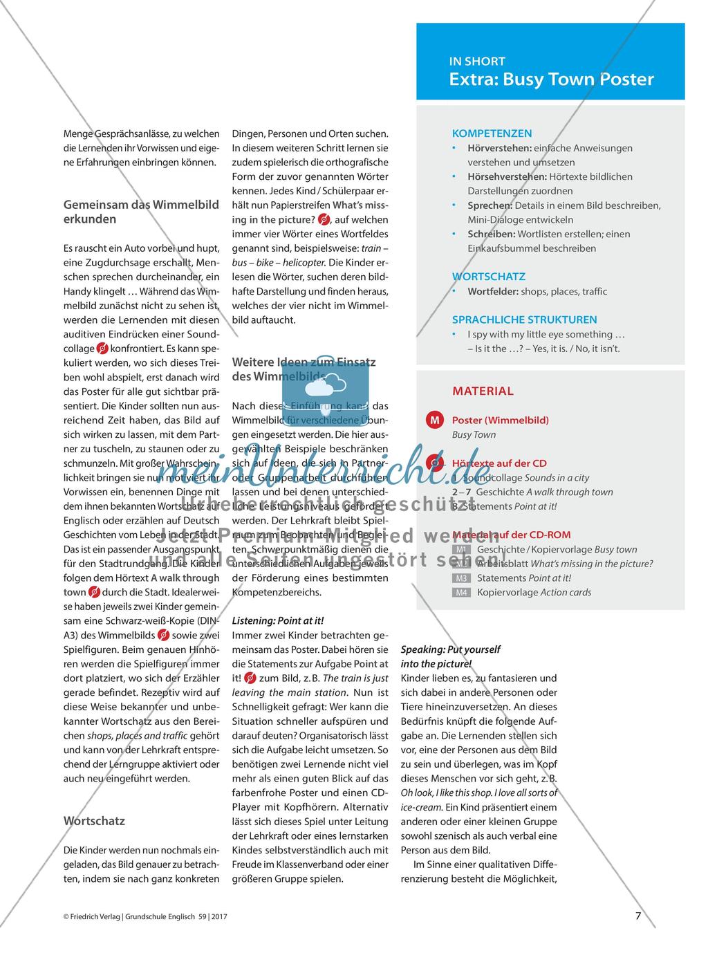 How to Work with the Busy Town Poster - Mit Kindern eine englische Stadt visuell und auditiv entdecken – kompetenzorientiert mit dem Wimmelbild arbeiten Preview 2