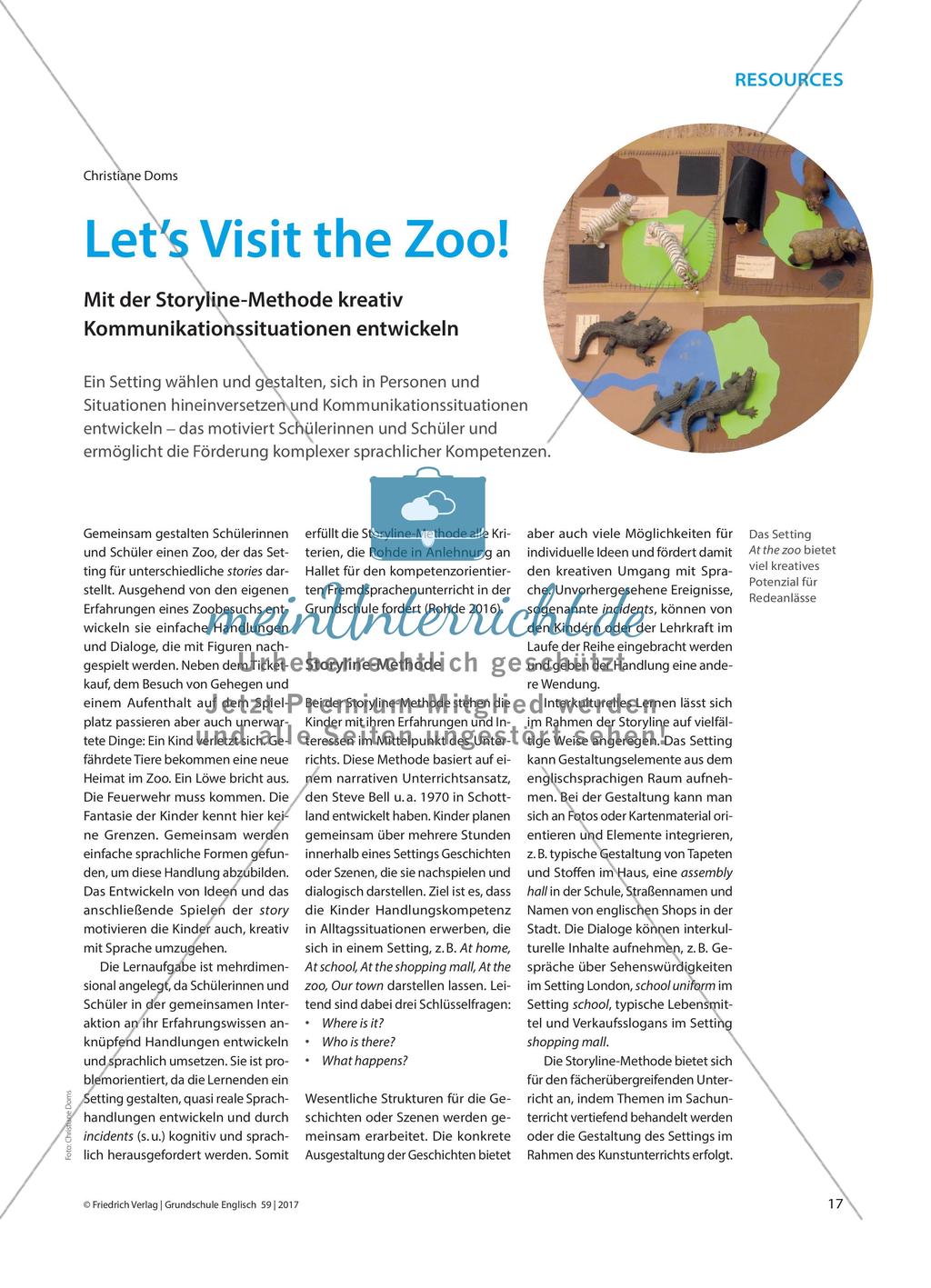 Let’s Visit the Zoo! - Mit der Storyline-Methode kreativ Kommunikationssituationen entwickeln Preview 1