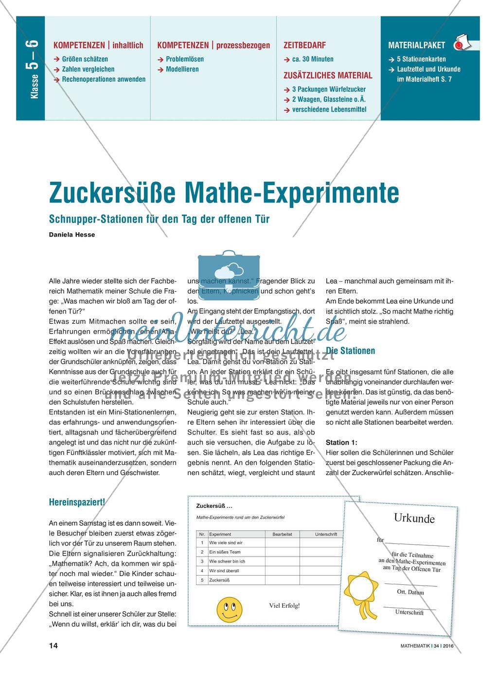 Zuckersüße Mathe-Experimente - Schnupper-Stationen für den Tag der offenen Tür Preview 1