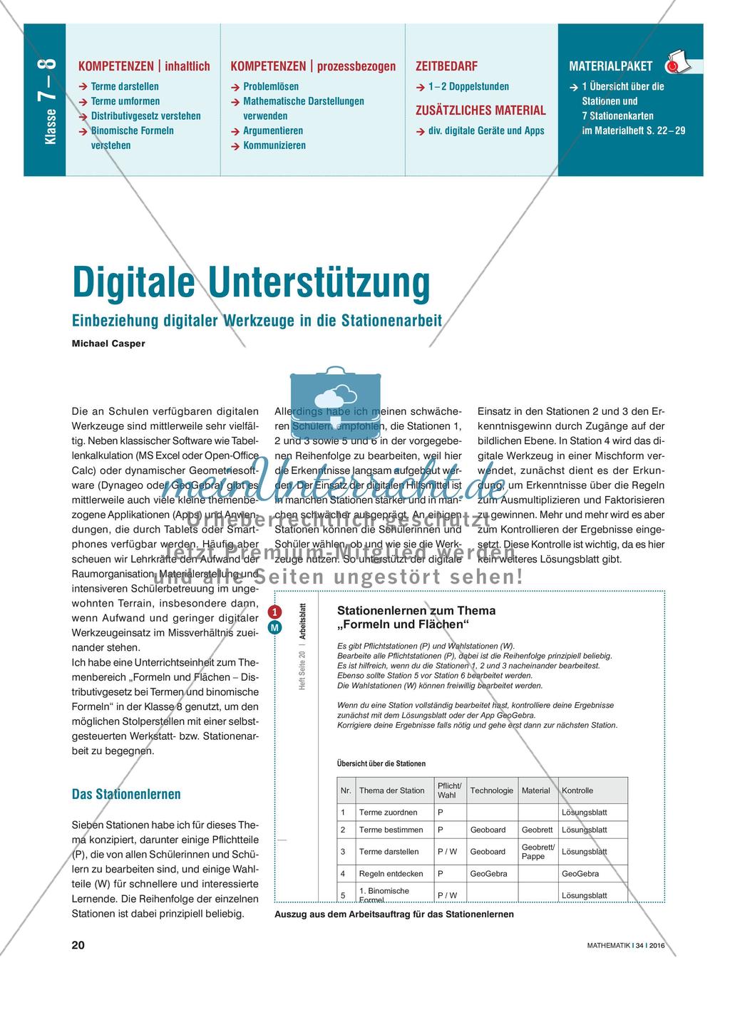 Digitale Unterstützung - Einbeziehung digitaler Werkzeuge in die Stationenarbeit Preview 1