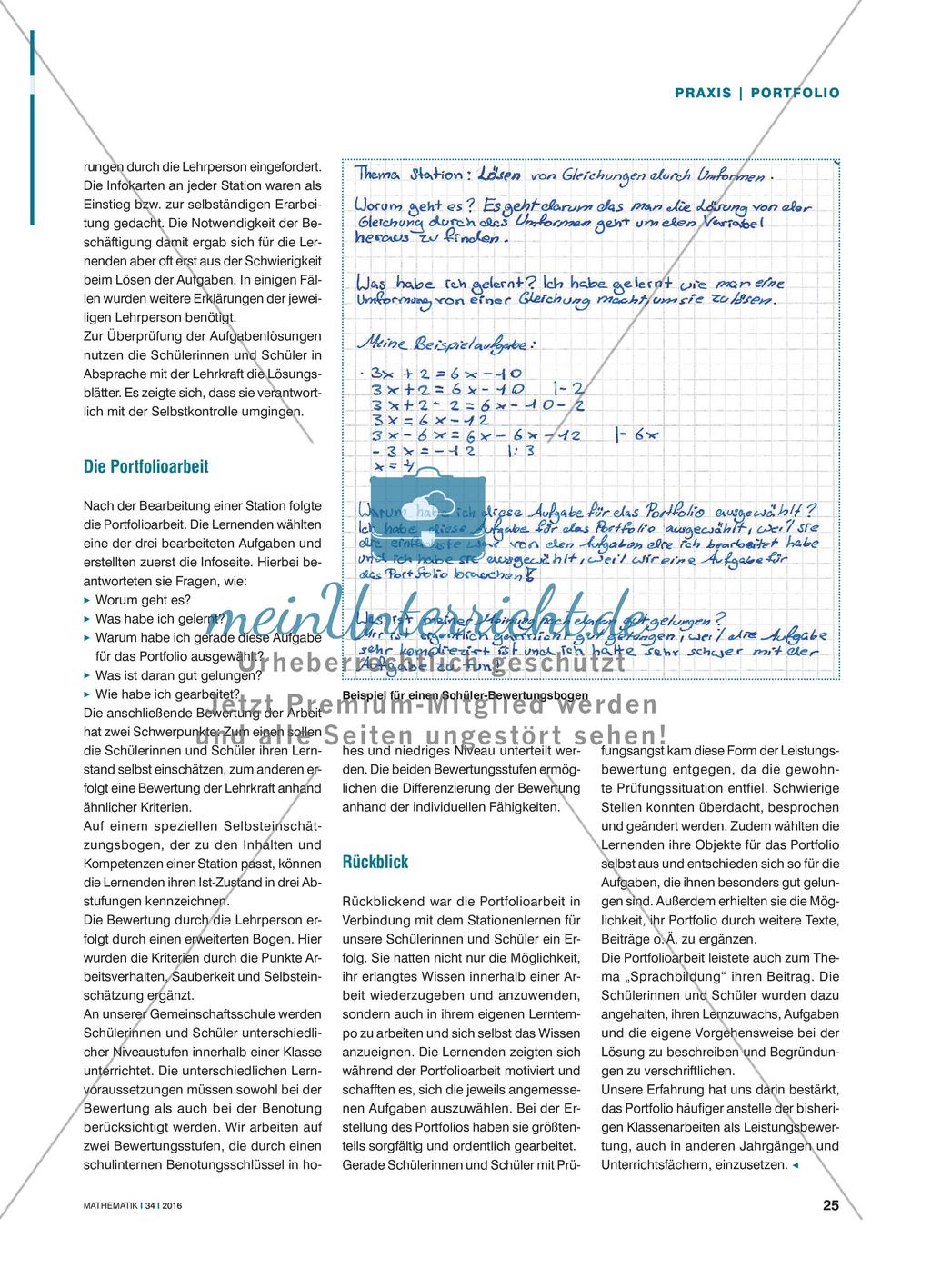 Wie soll man das bewerten? - Das Portfolio als Möglichkeit der Leistungsbewertung beim Stationenlernen Preview 2