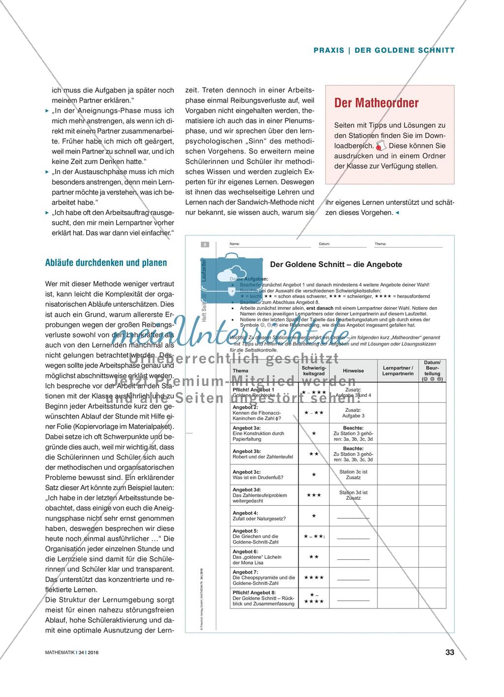 Kaninchen und schöne Rechtecke - Eine Stationenarbeit im „Sandwichprinzip“ rund um den Goldenen Schnitt Preview 4