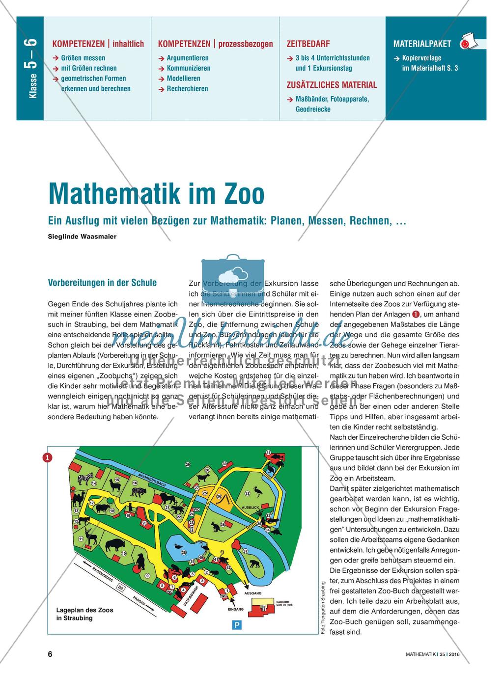 Mathematik im Zoo - Ein Ausflug mit vielen Bezügen zur Mathematik: Planen, Messen, Rechnen, … Preview 1