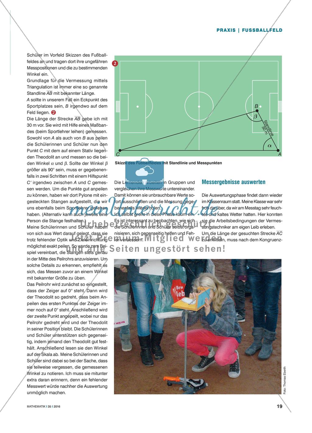 Wie groß ist unser Fußballfeld? - Schüler vermessen einen Sportplatz mit Hilfe eines selbst gebauten Theodolits Preview 2