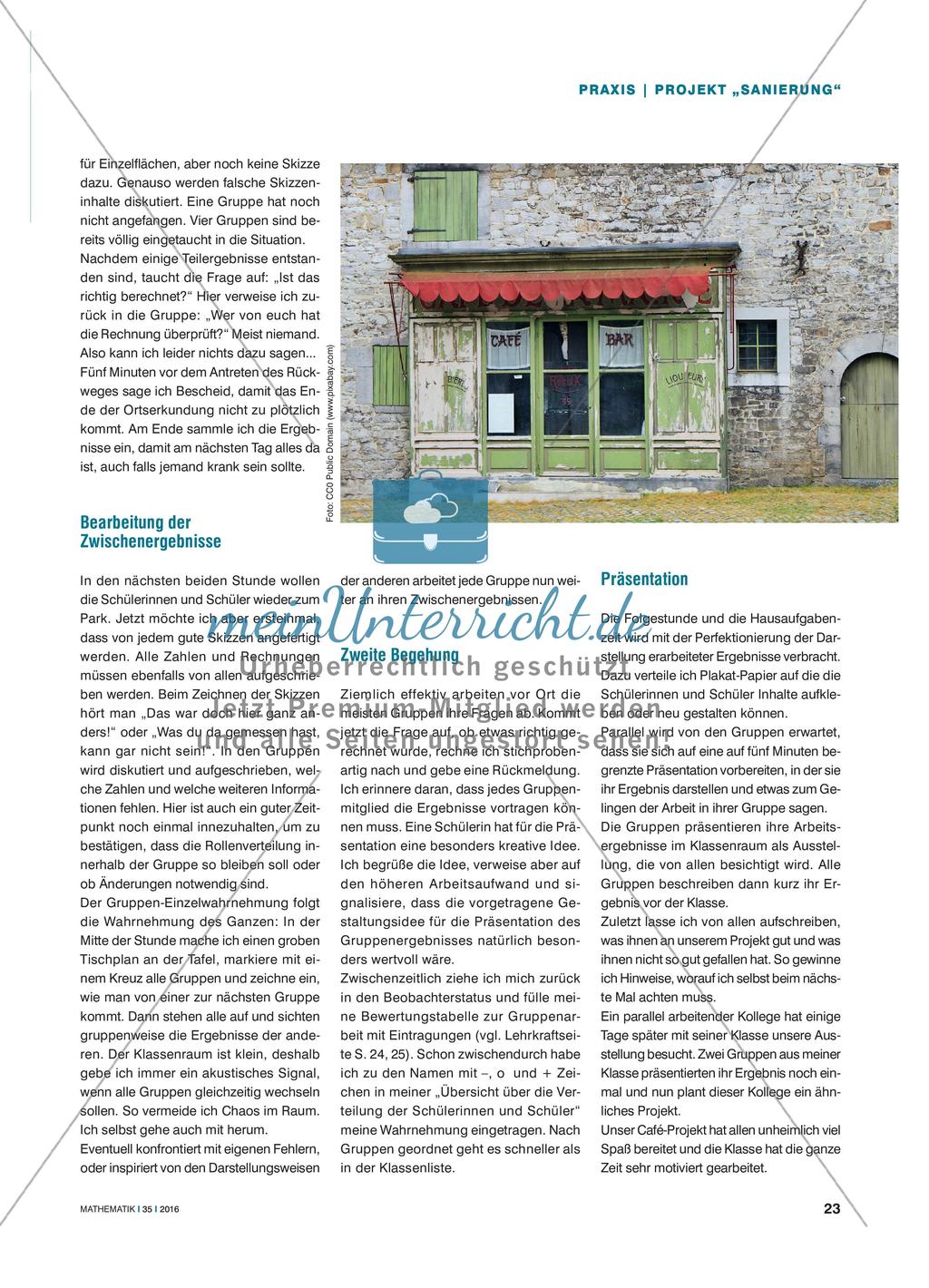 Die Sanierung des Park-Cafés - Schätzen, Messen, Rechnen in der Umgebung der Schule Preview 2