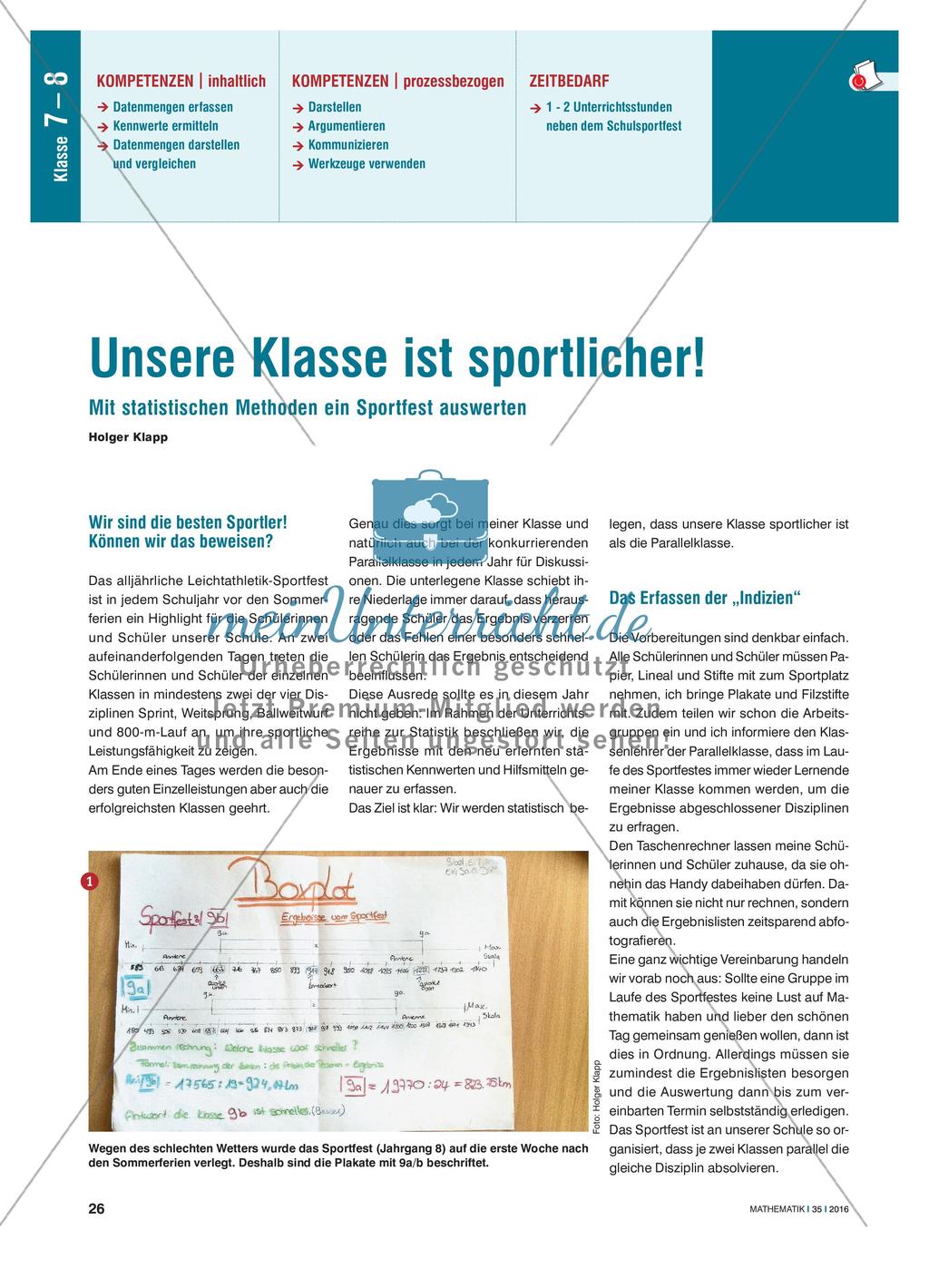 Unsere Klasse ist sportlicher! - Mit statistischen Methoden ein Sportfest auswerten Preview 1