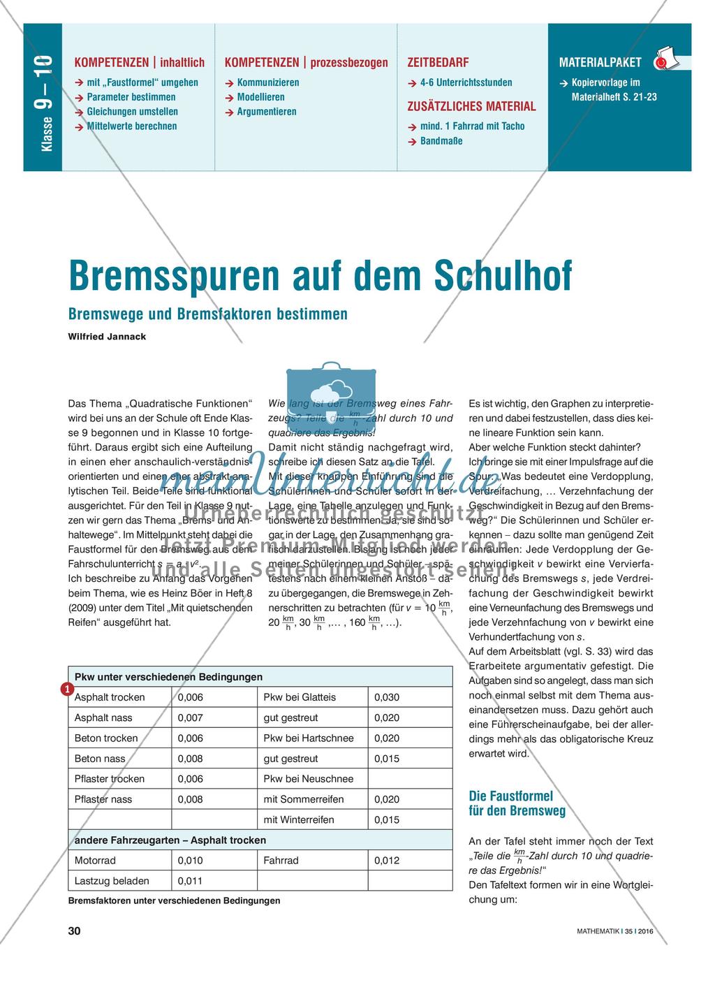Bremsspuren auf dem Schulhof - Bremswege und Bremsfaktoren bestimmen Preview 1