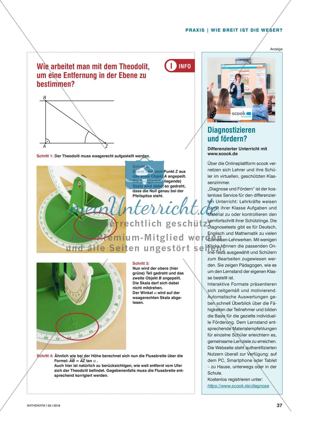 Wie breit ist die Weser? - Theodoliten für trigonometrische Berechnungen nutzen Preview 4