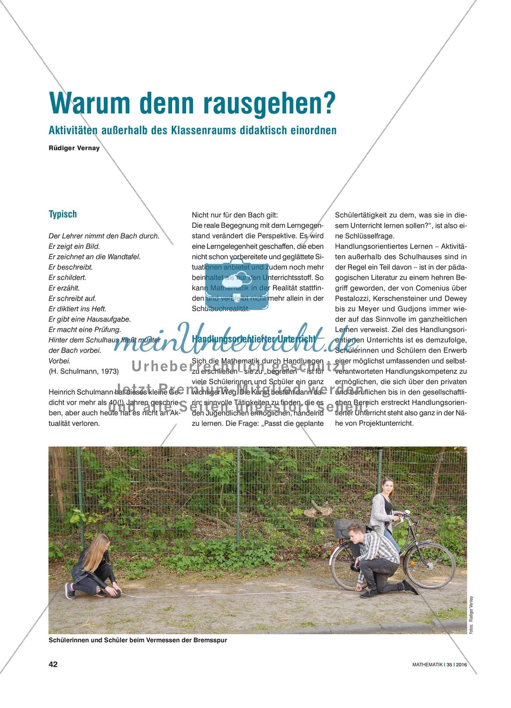 Warum denn rausgehen? - Aktivitäten außerhalb des Klassenraums didaktisch einordnen Preview 1