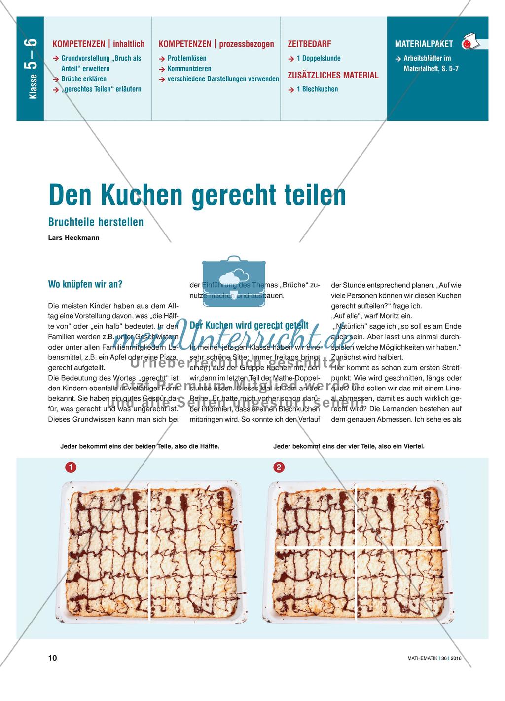 Den Kuchen gerecht teilen - Bruchteile herstellen Preview 1
