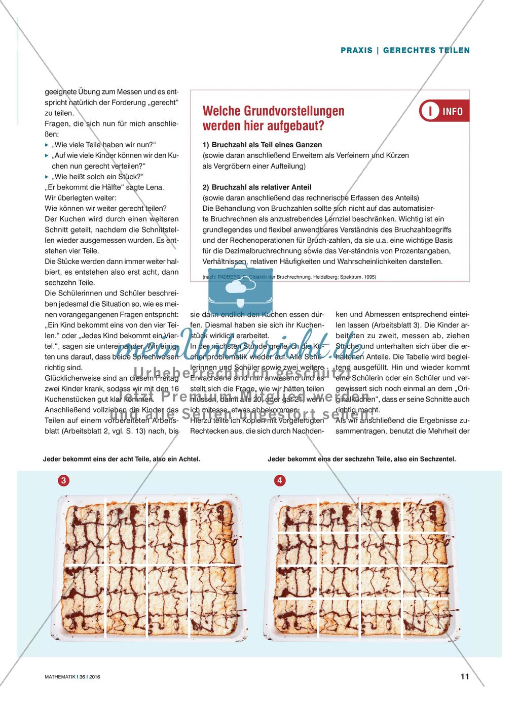 Den Kuchen gerecht teilen - Bruchteile herstellen Preview 2