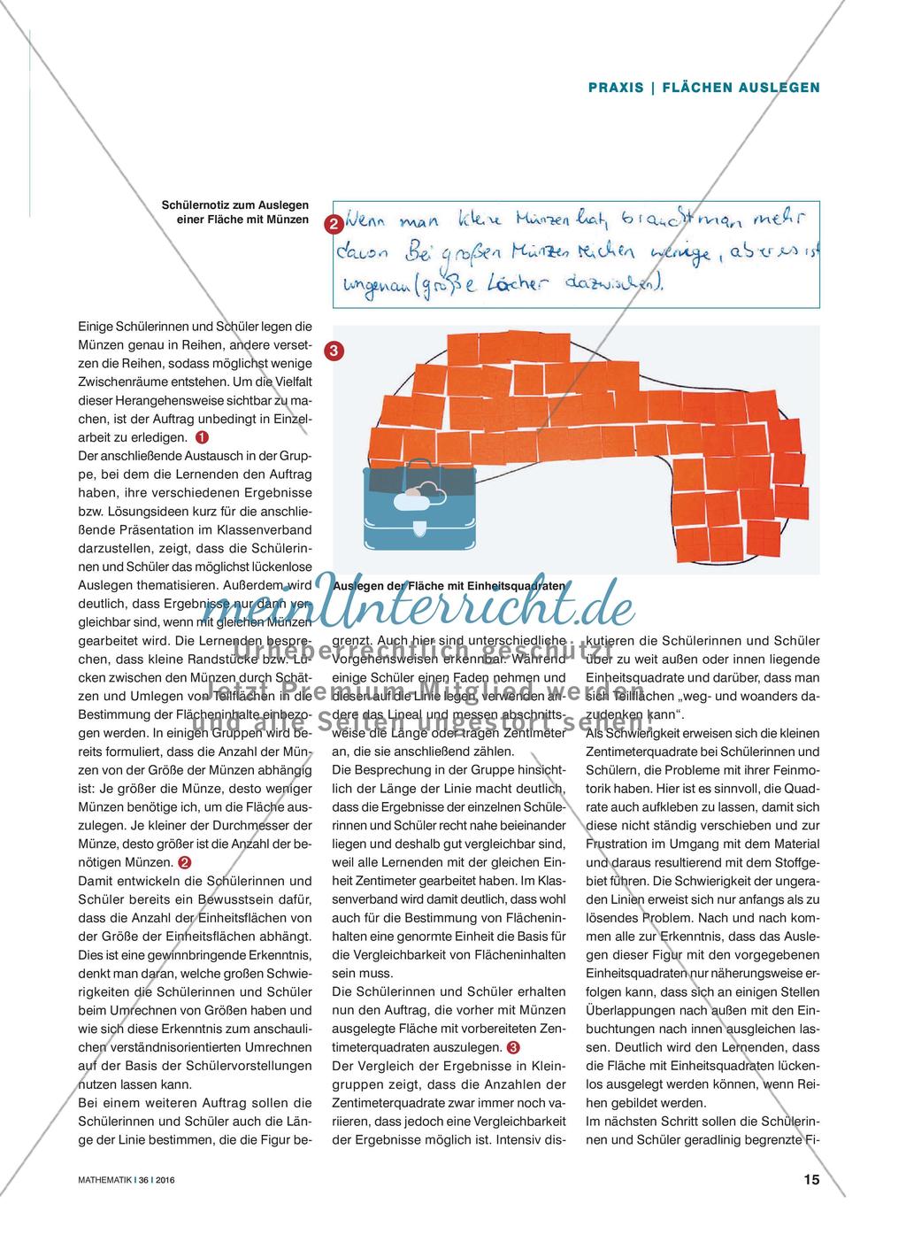 Man braucht mehr kleine Münzen - Durch Auslegen mit Einheitsflächen den Flächeninhalt bestimmen Preview 2