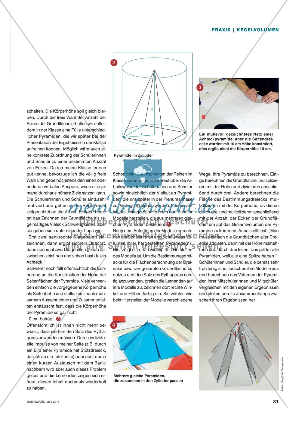 Der Kegel – eine spezielle Pyramide: Die Formel zur Berechnung des Kegelvolumens selbstständig erarbeiten Preview 2