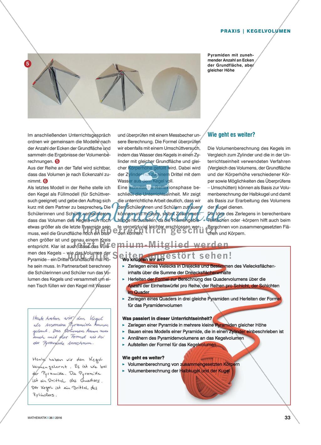 Der Kegel – eine spezielle Pyramide: Die Formel zur Berechnung des Kegelvolumens selbstständig erarbeiten Preview 4