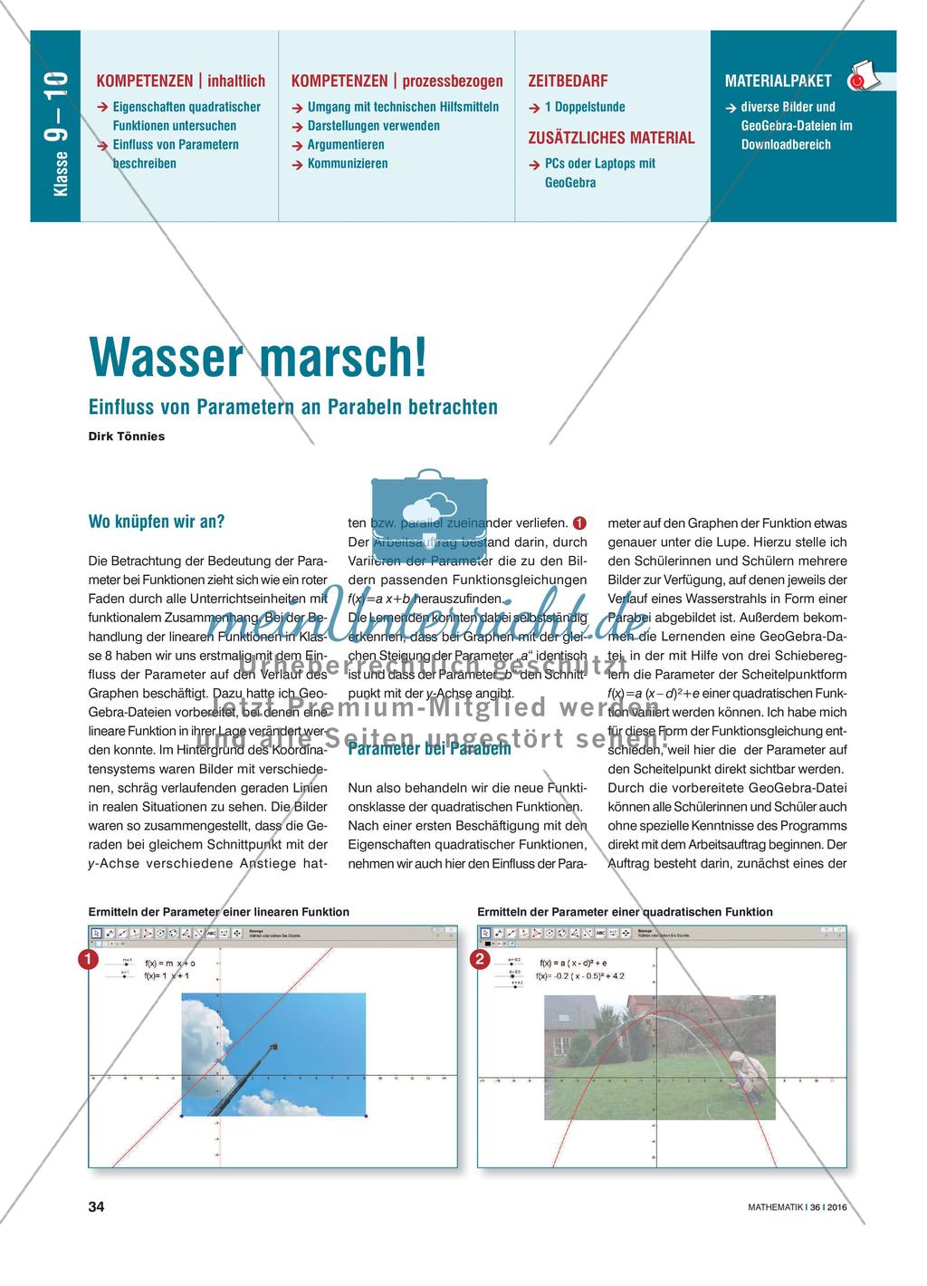 Wasser marsch! - Einfluss von Parametern an Parabeln betrachten Preview 1
