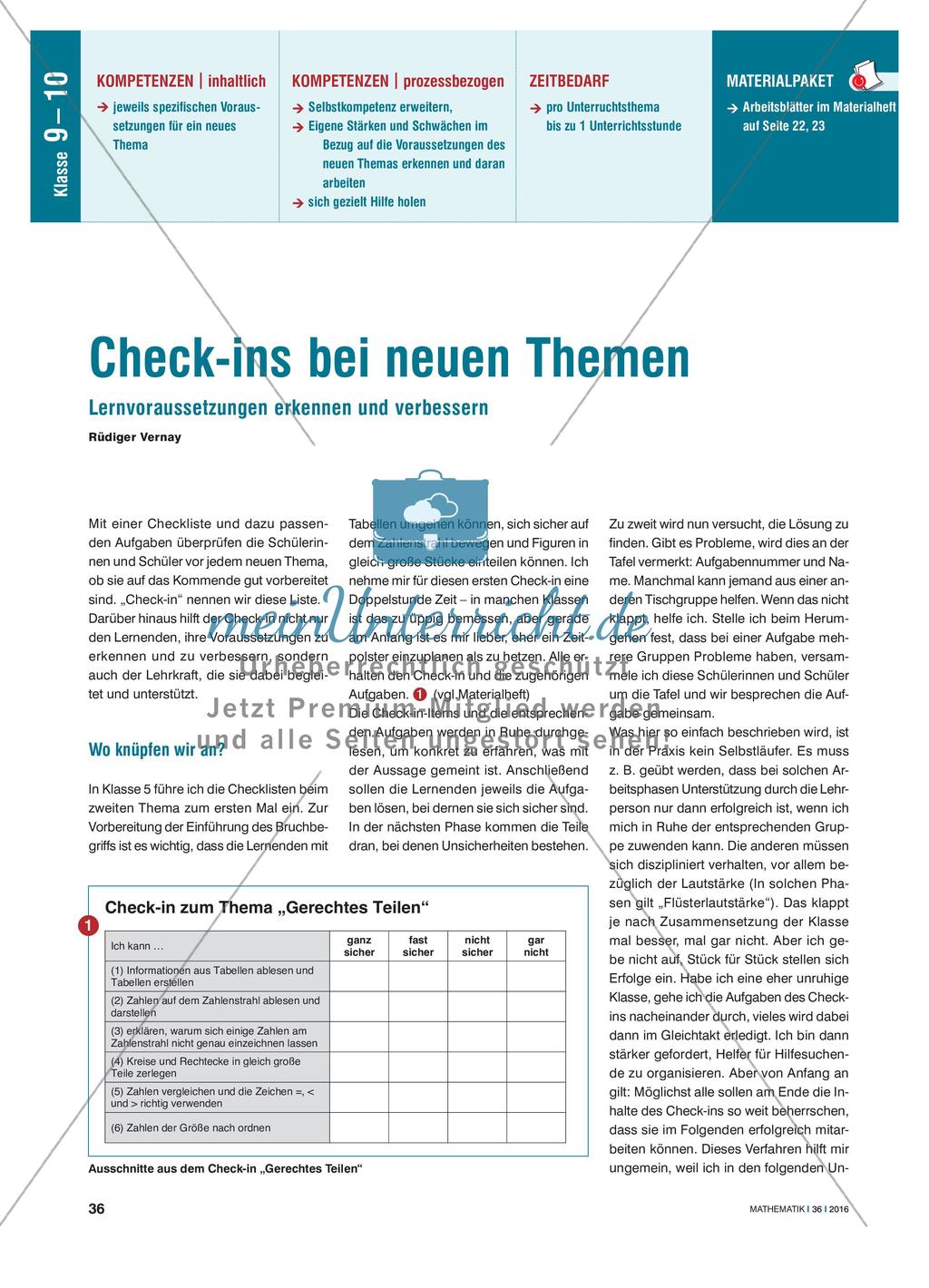 Check-ins bei neuen Themen - Lernvoraussetzungen erkennen und verbessern Preview 1