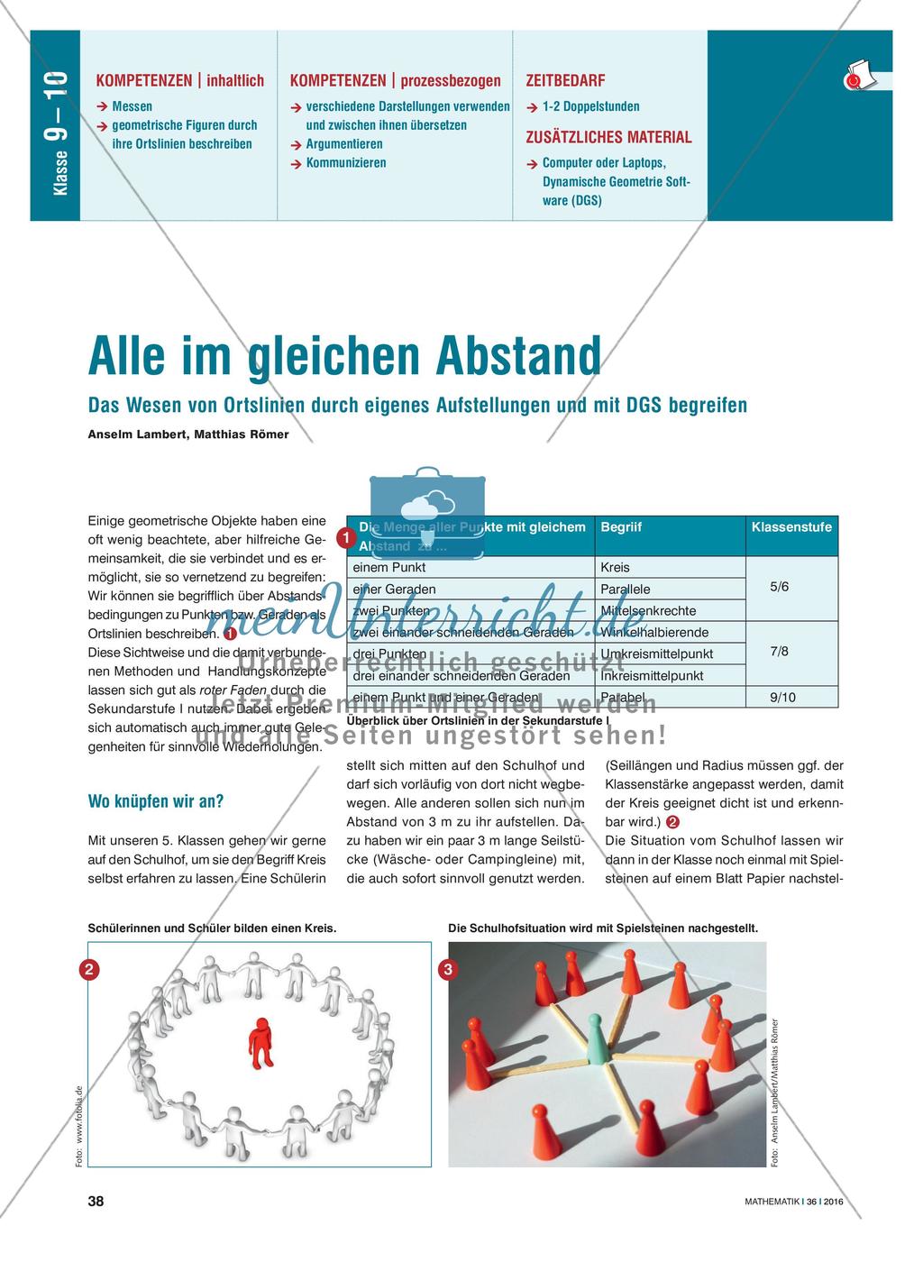 Alle im gleichen Abstand - Das Wesen von Ortslinien durch eigenes Aufstellungen und mit DGS begreifen Preview 1