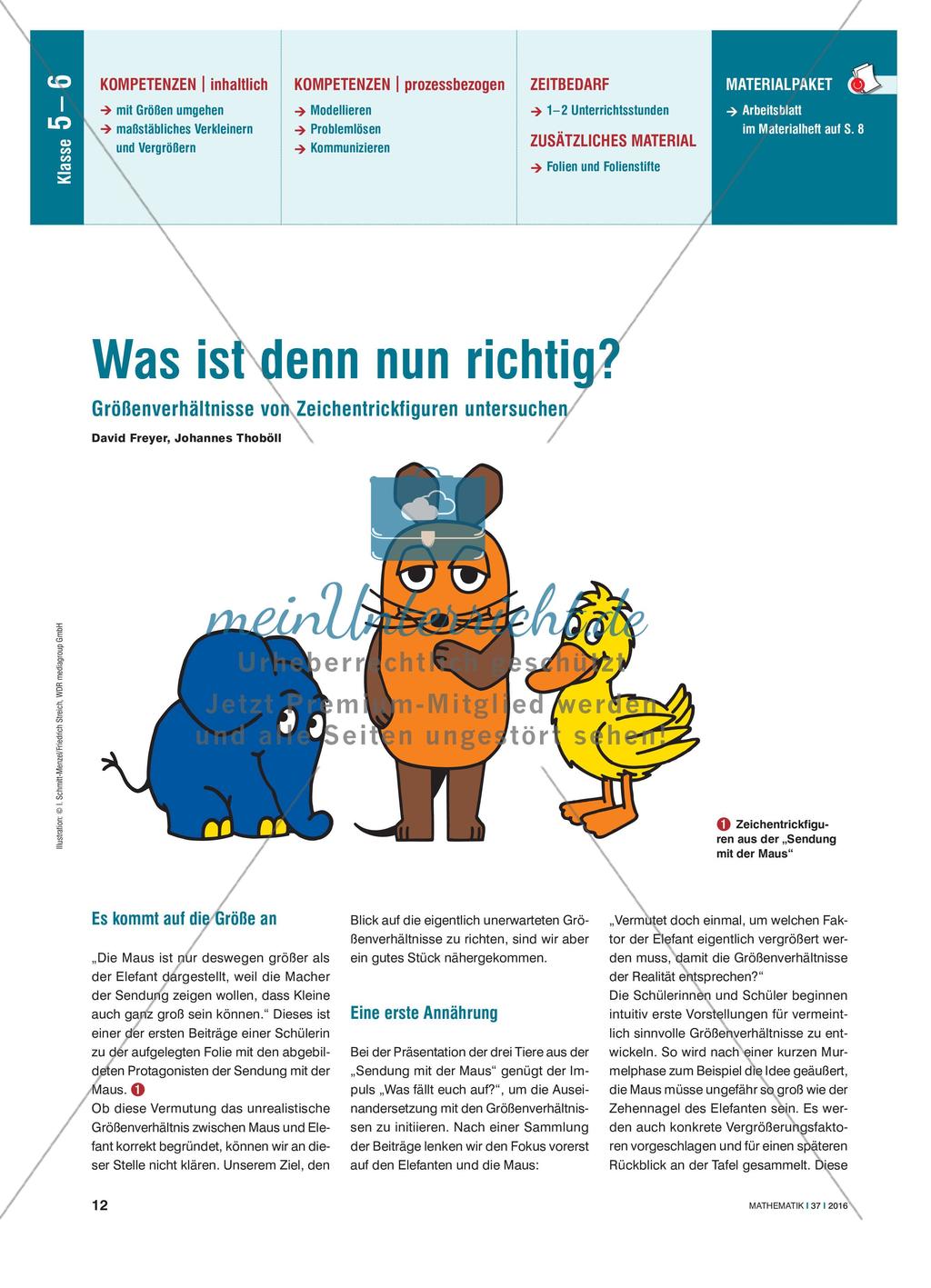 Was ist denn nun richtig? - Größenverhältnisse von Zeichentrickfiguren untersuchen Preview 1