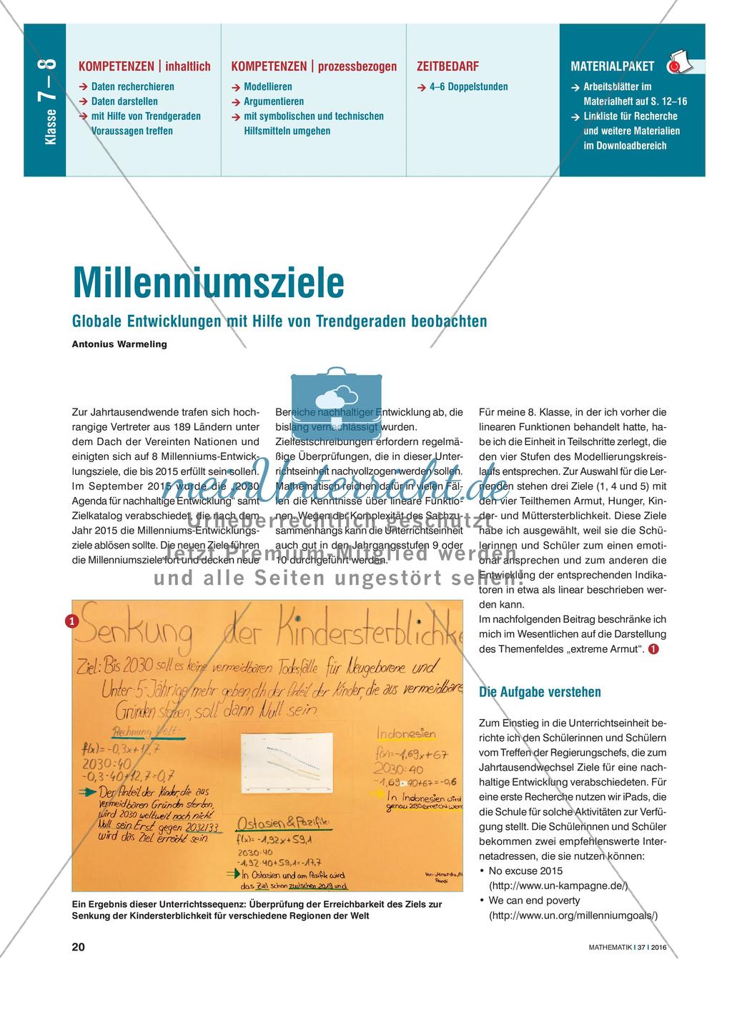 Millenniumsziele - Globale Entwicklungen mit Hilfe von Trendgeraden beobachten Preview 1