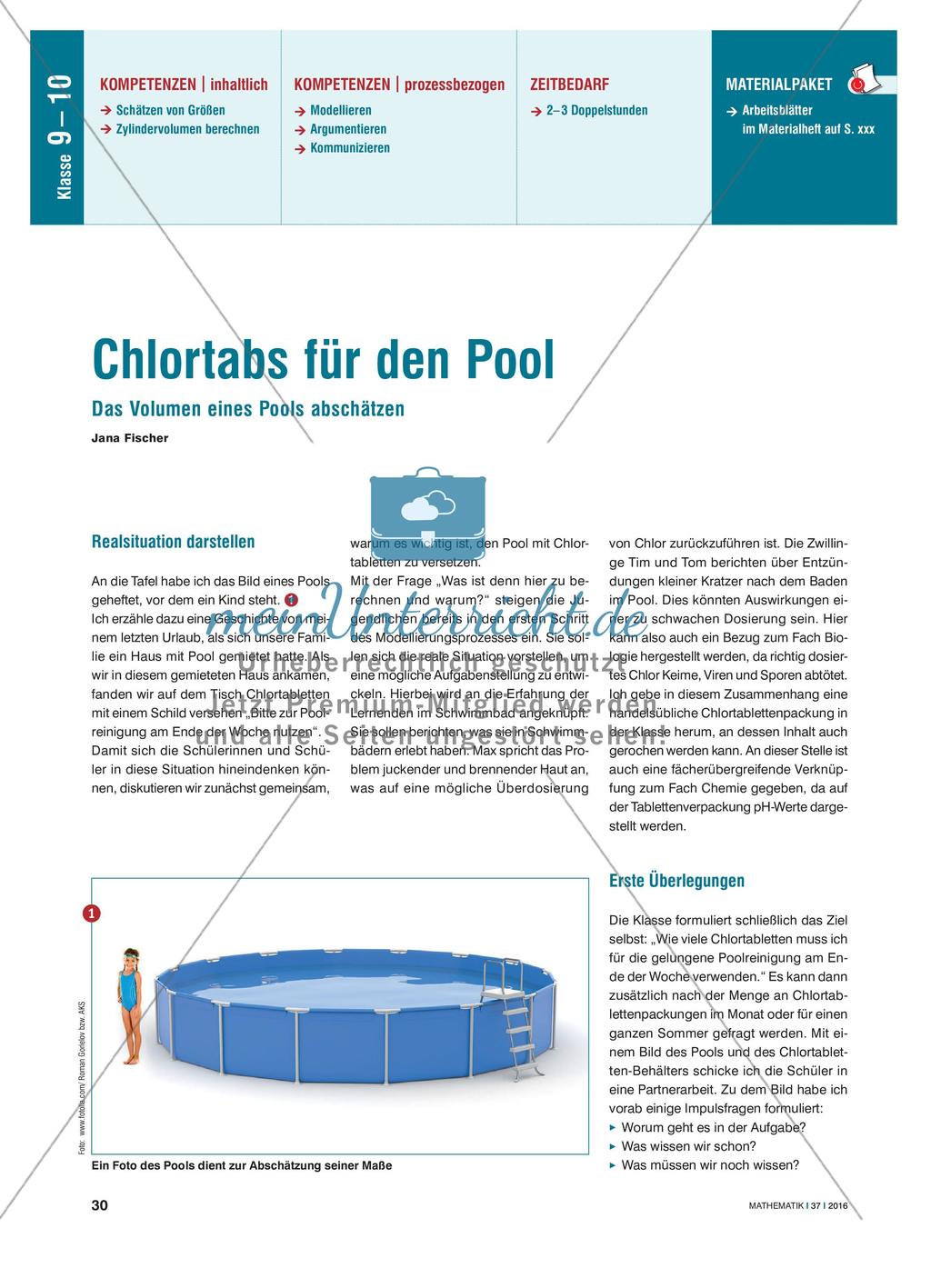 Chlortabs für den Pool - Das Volumen eines Pools abschätzen Preview 1