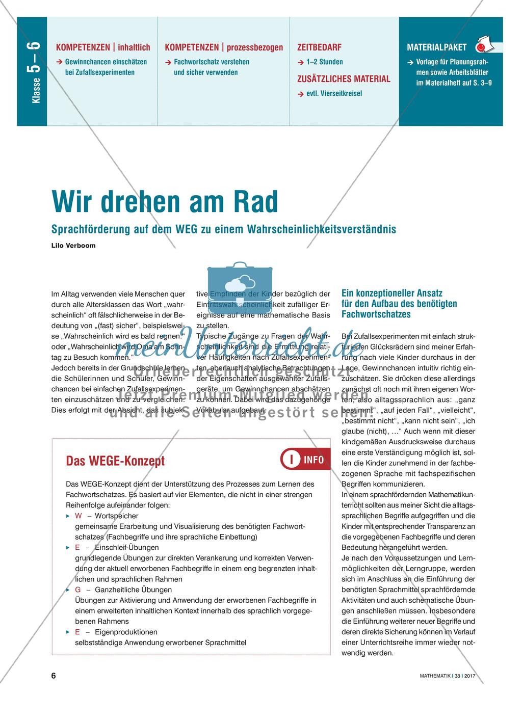 Wir drehen am Rad - Sprachförderung auf dem WEG zu einem Wahrscheinlichkeitsverständnis Preview 1
