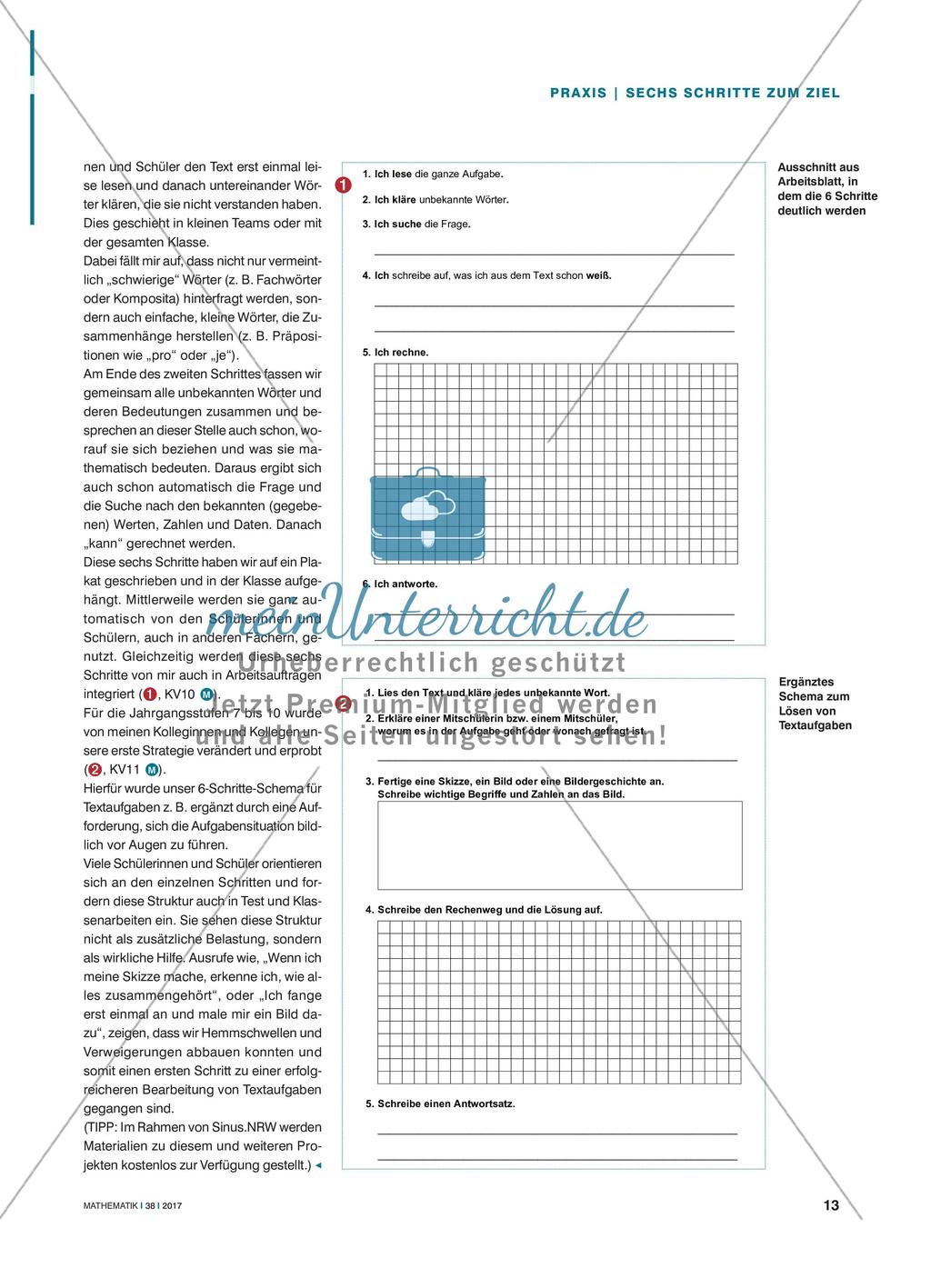 Sechs Schritte zum Ziel - Die Lernenden beim Bearbeiten von Textaufgaben unterstützen Preview 2