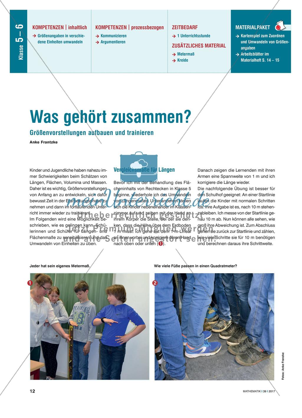 Was gehört zusammen? - Größenvorstellungen aufbauen und trainieren Preview 1
