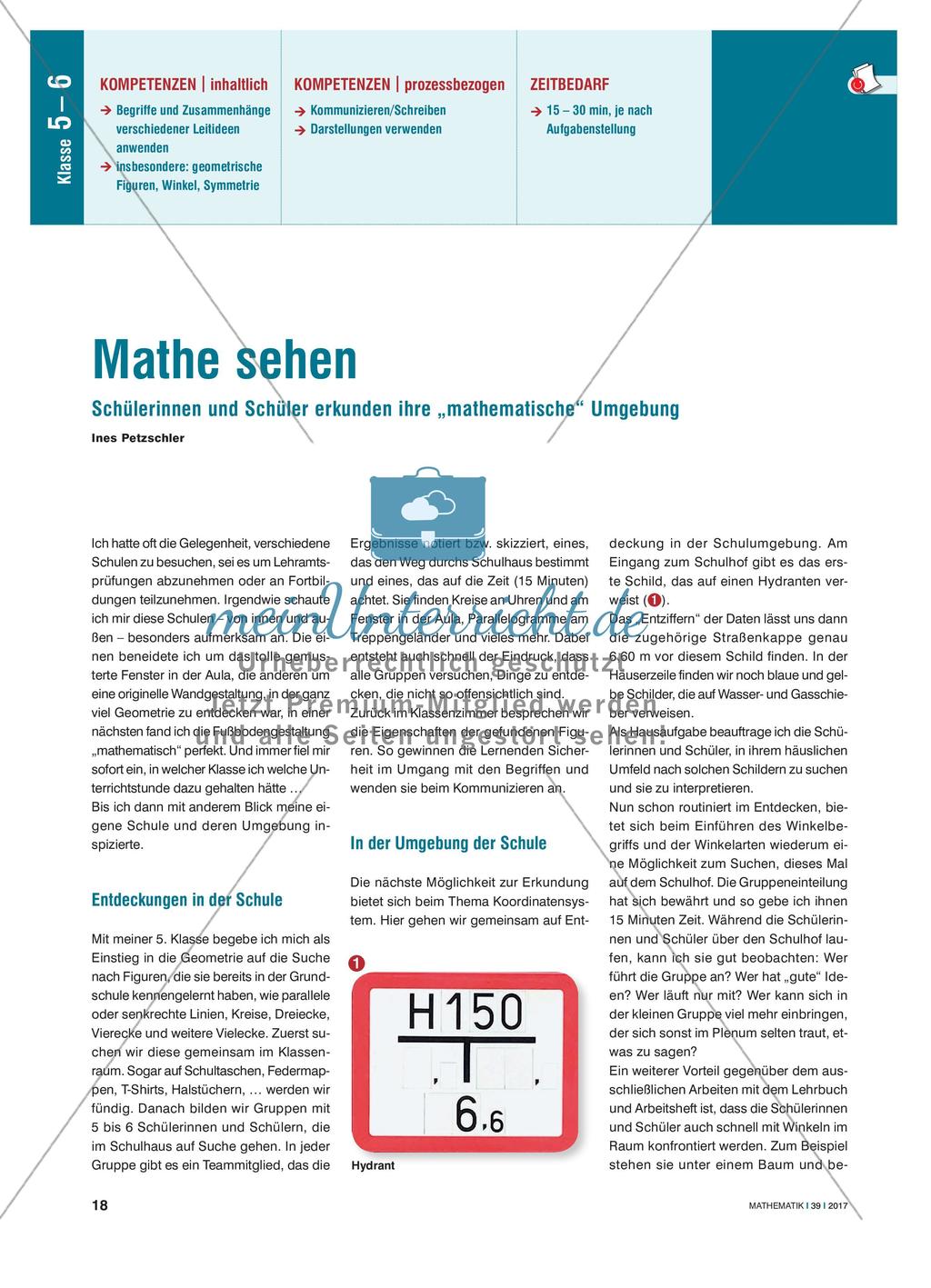Mathe sehen - Schülerinnen und Schüler erkunden ihre „mathematische“ Umgebung Preview 1