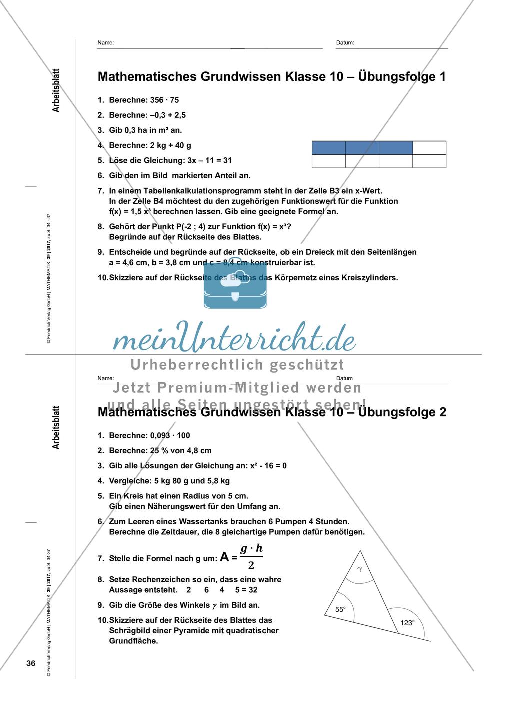 Regelmäßig wieder - Durch vermischte Kopfübungen mathematisches Grundwissen trainieren Preview 3