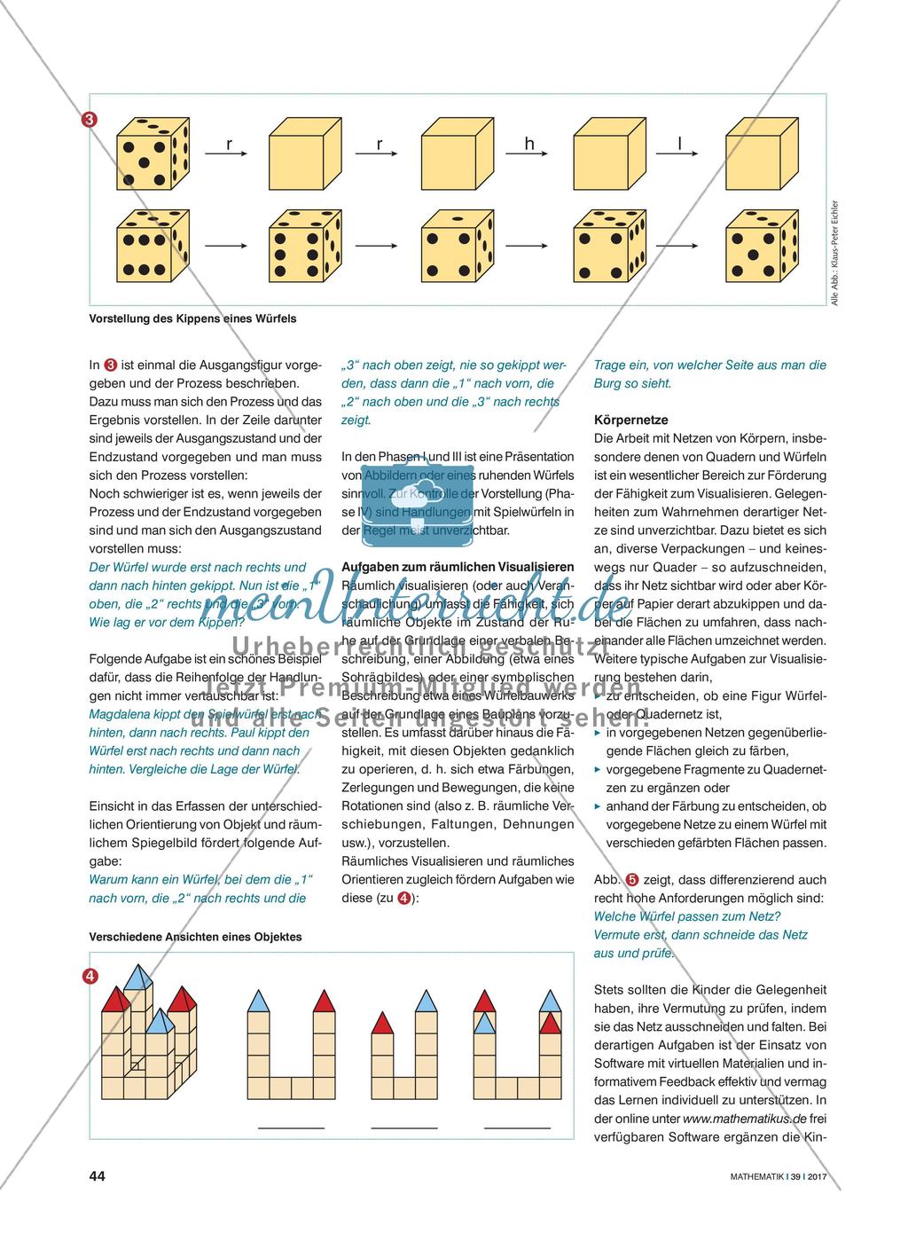Kopfgeometrie - Aufgaben zur Entwicklung des räumlichen Vorstellungsvermögens Preview 3