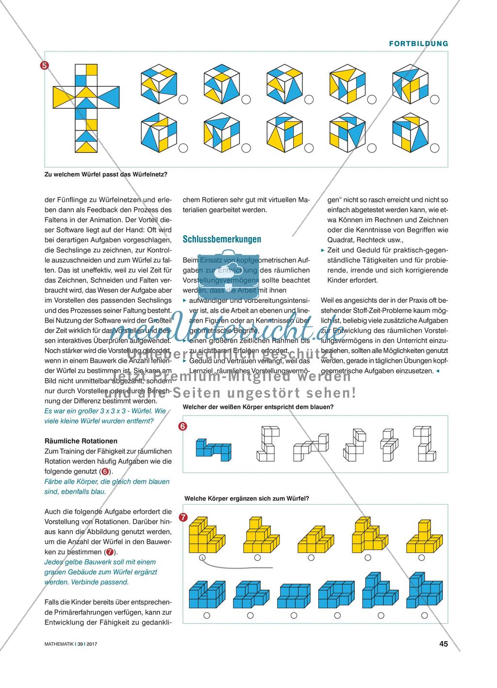 Kopfgeometrie - Aufgaben zur Entwicklung des räumlichen Vorstellungsvermögens Preview 4