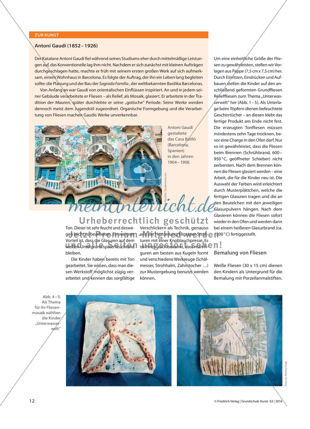 Gaudí in der Grundschule - Ein Fliesenmosaik auf dem Schulflur Preview 3
