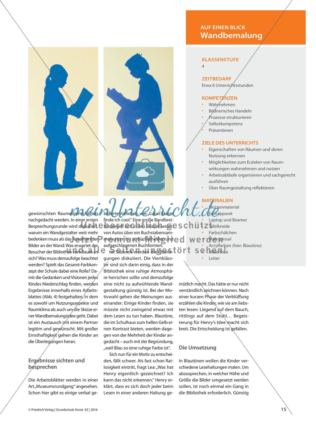Jeder macht es sich beim Lesen anders gemütlich - Wandgestaltung in einer Schulbibliothek Preview 2