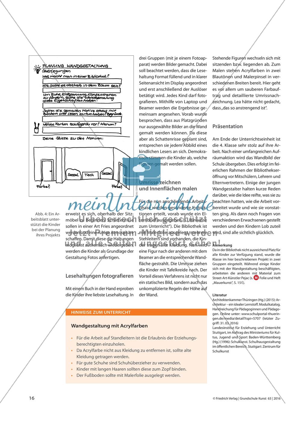 Jeder macht es sich beim Lesen anders gemütlich - Wandgestaltung in einer Schulbibliothek Preview 3